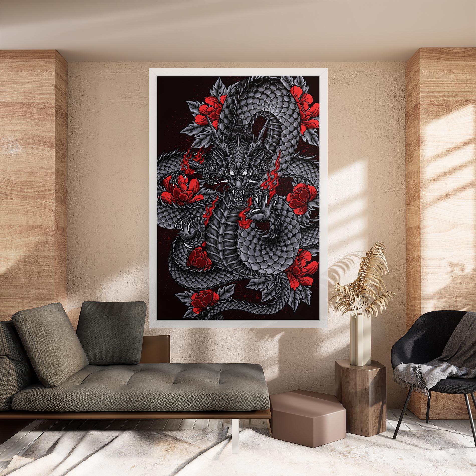 Vászonkép Red Flower Dragon mockup 8