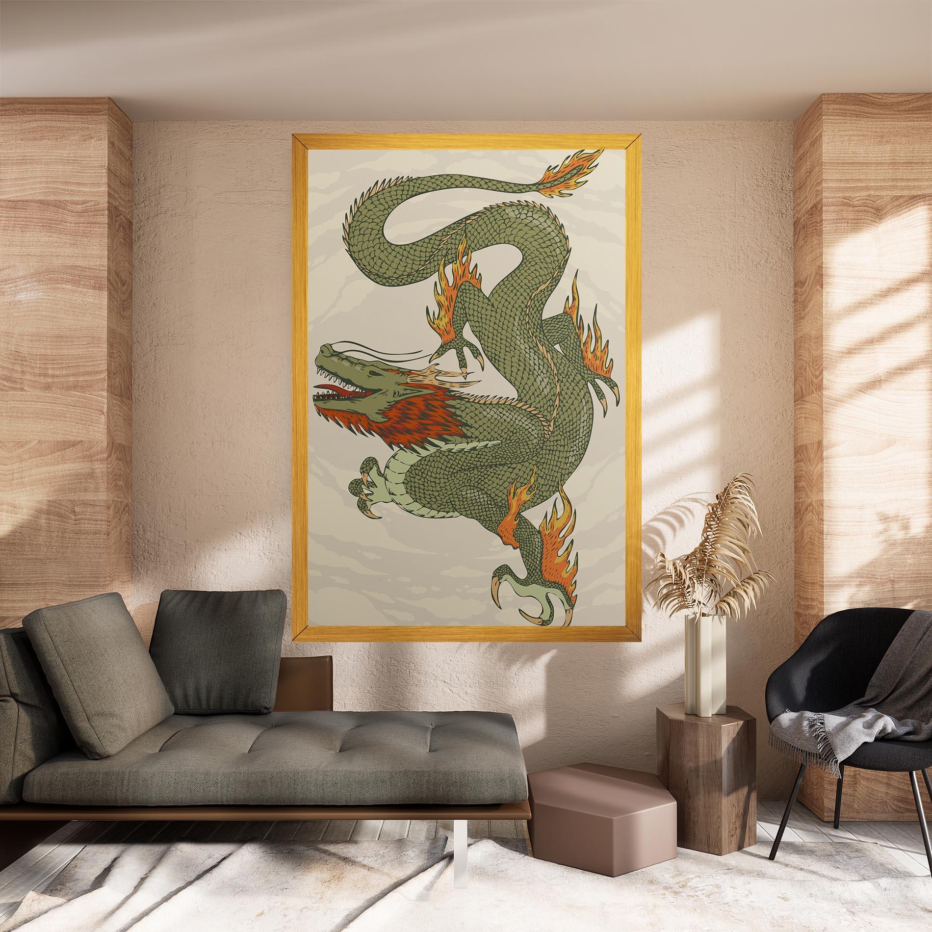 Vászonkép Chinese Dragon Green mockup 8