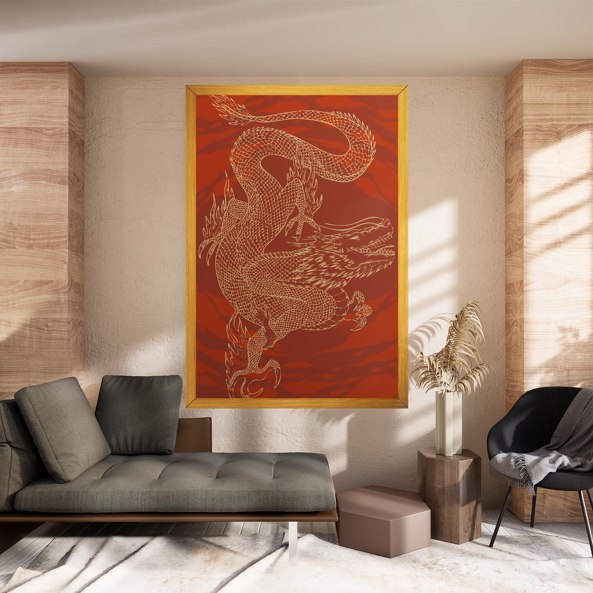 Vászonkép Chinese Dragon Red mockup 8