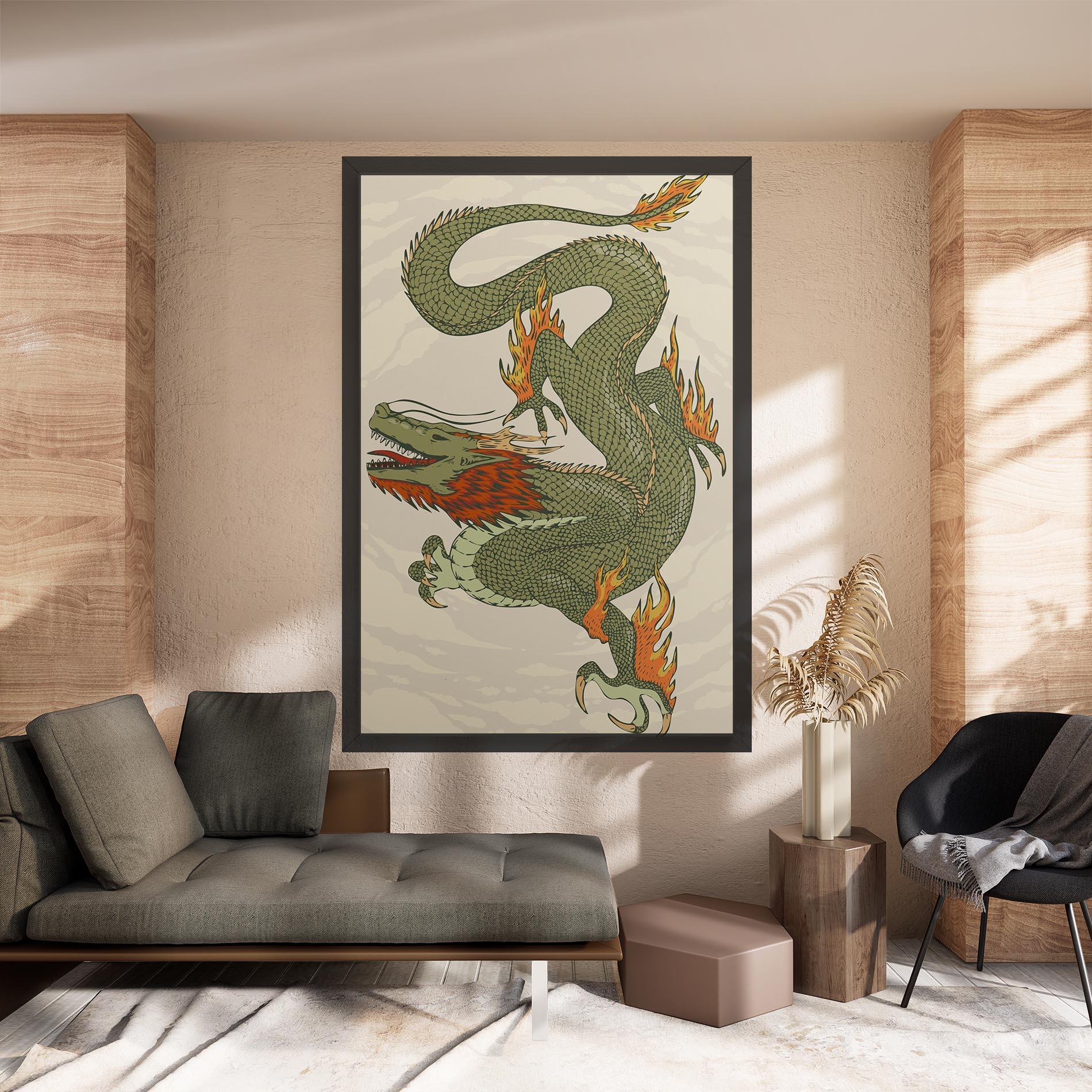Vászonkép Chinese Dragon Green mockup 8