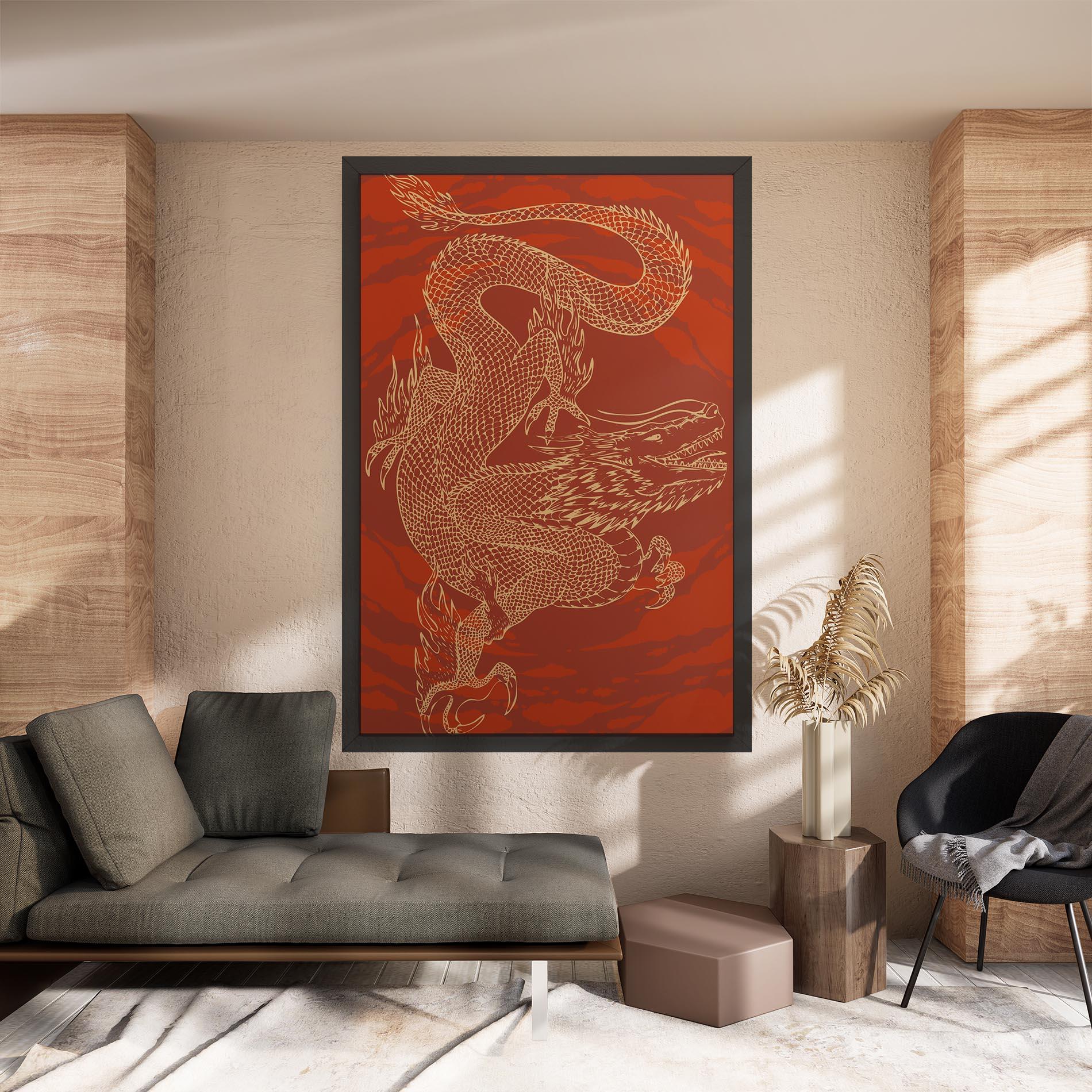 Vászonkép Chinese Dragon Red mockup 8