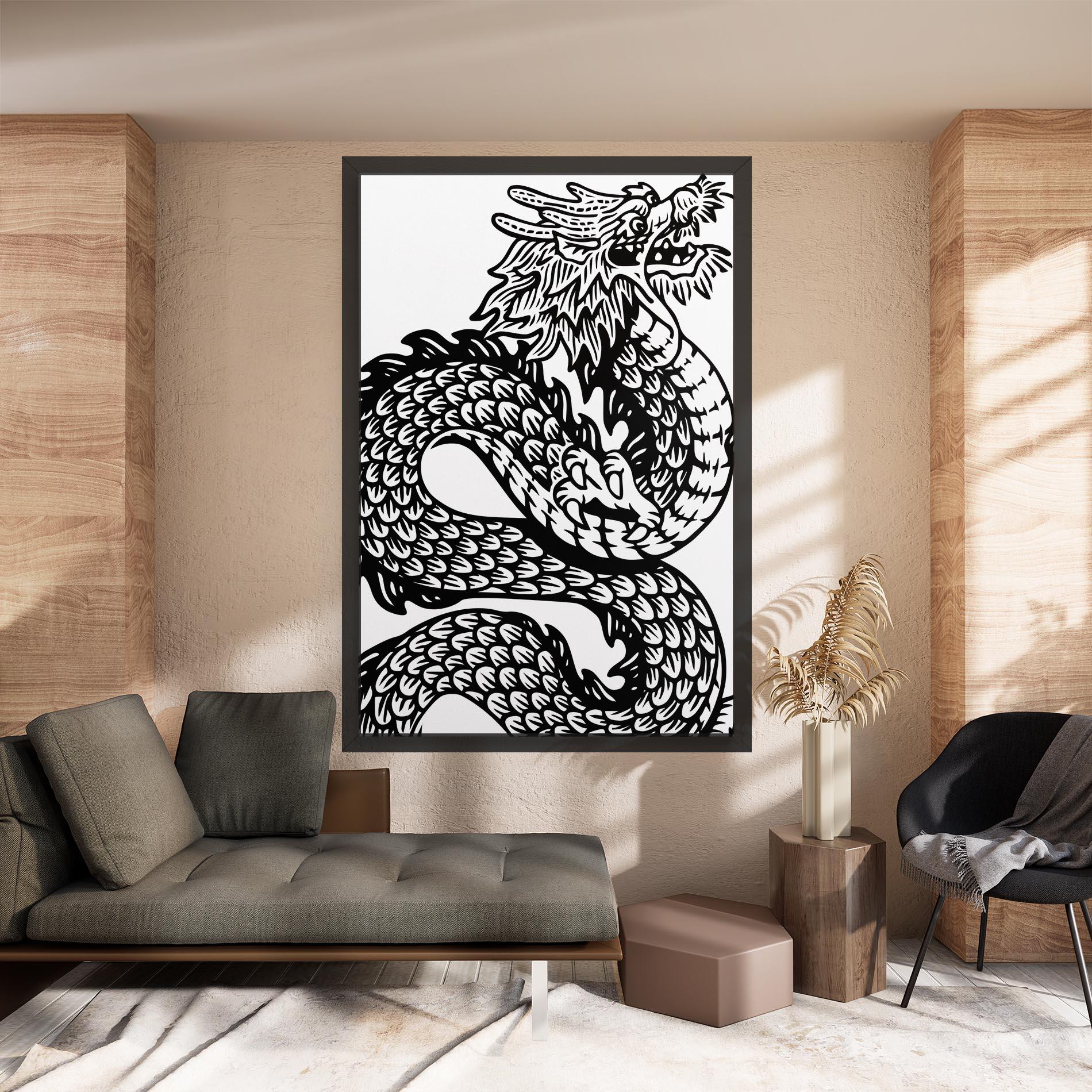 Vászonkép Dragon Black Line mockup 8