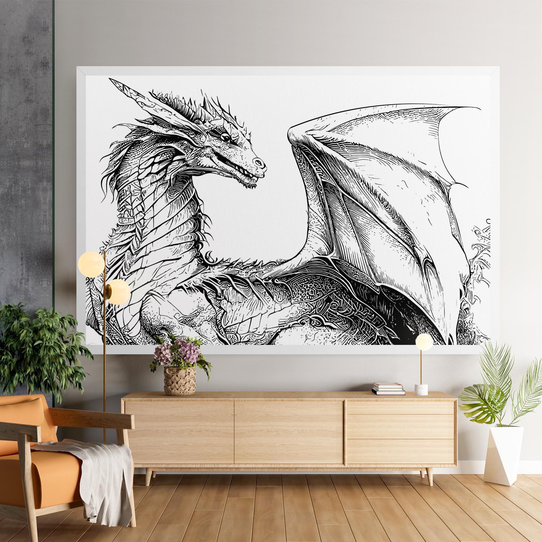 Vászonkép Dragon Sketch mockup 9