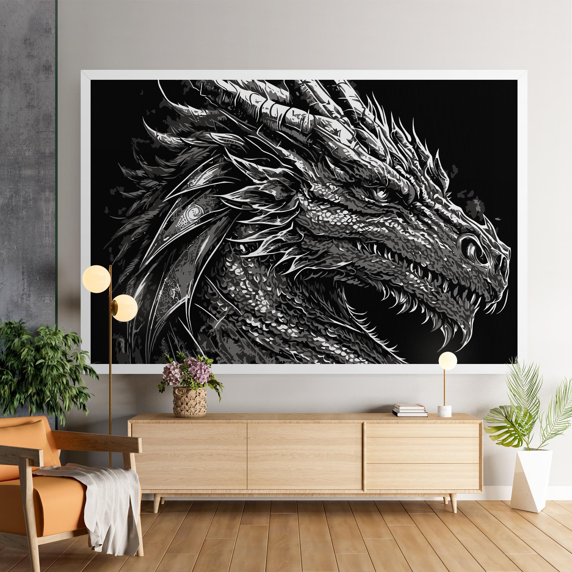 Vászonkép Grey White Dragon mockup 9