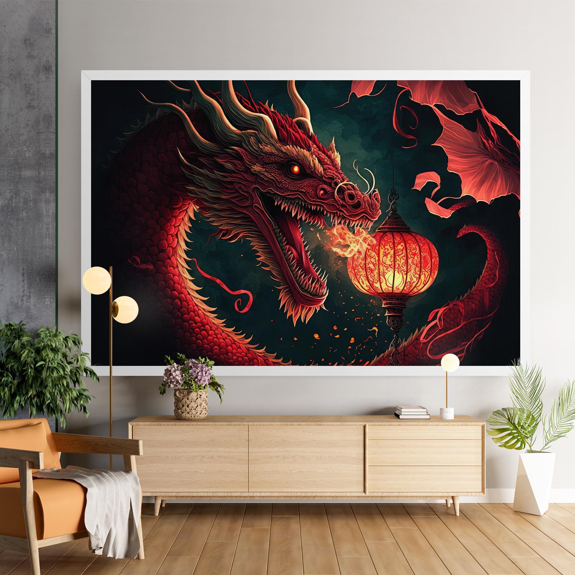 Vászonkép Red Fire Dragon mockup 9