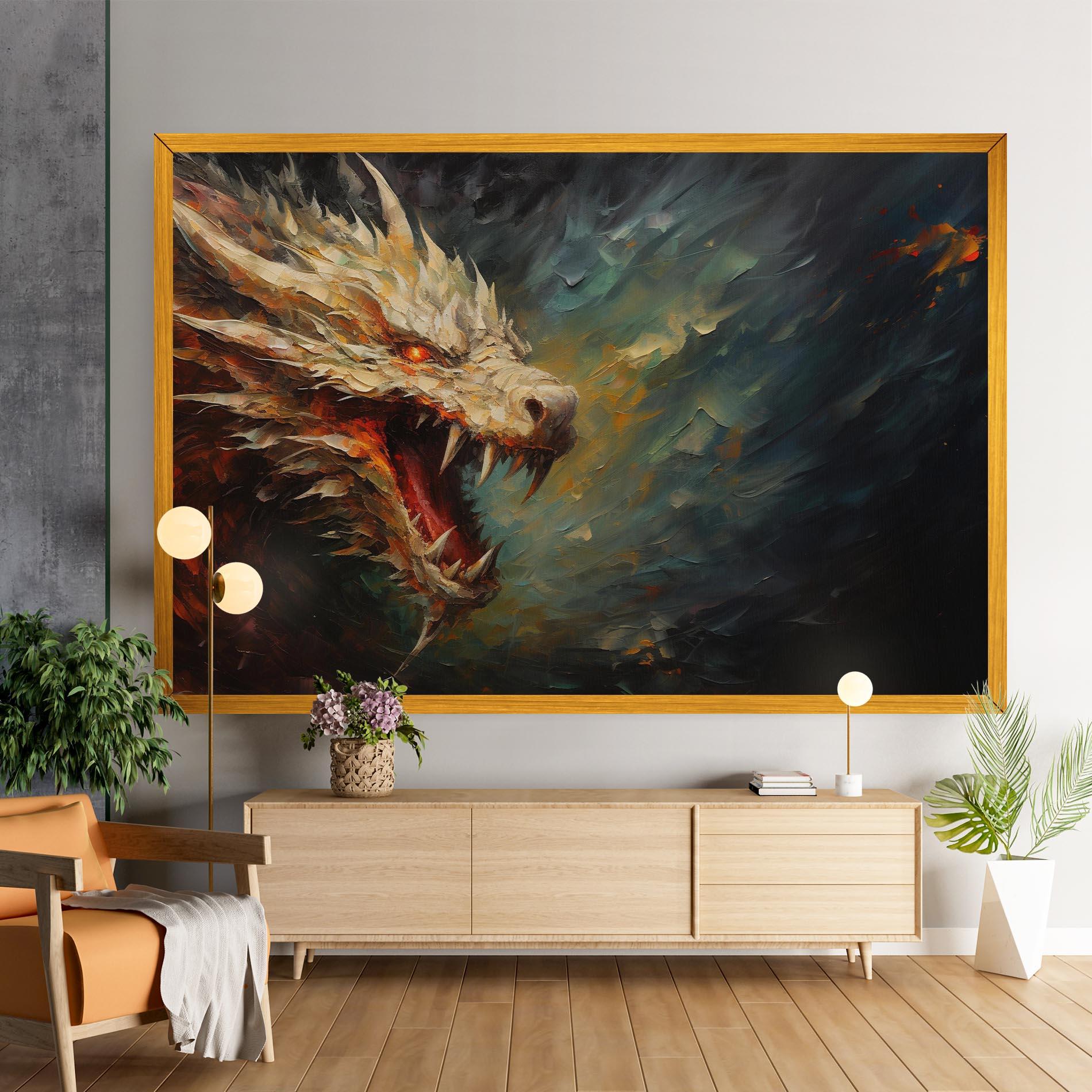 Vászonkép Angry Dragon Painting mockup 9