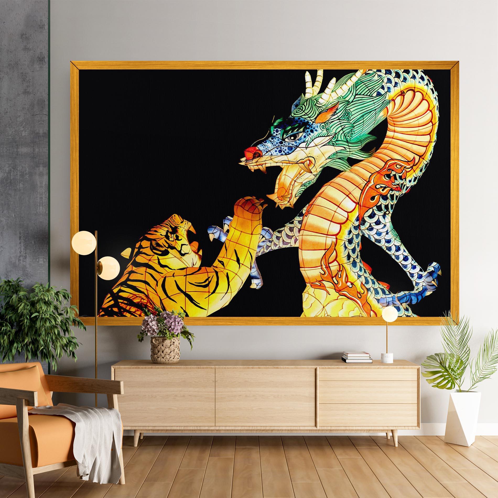 Vászonkép Chinese Dragon And Tiger mockup 9