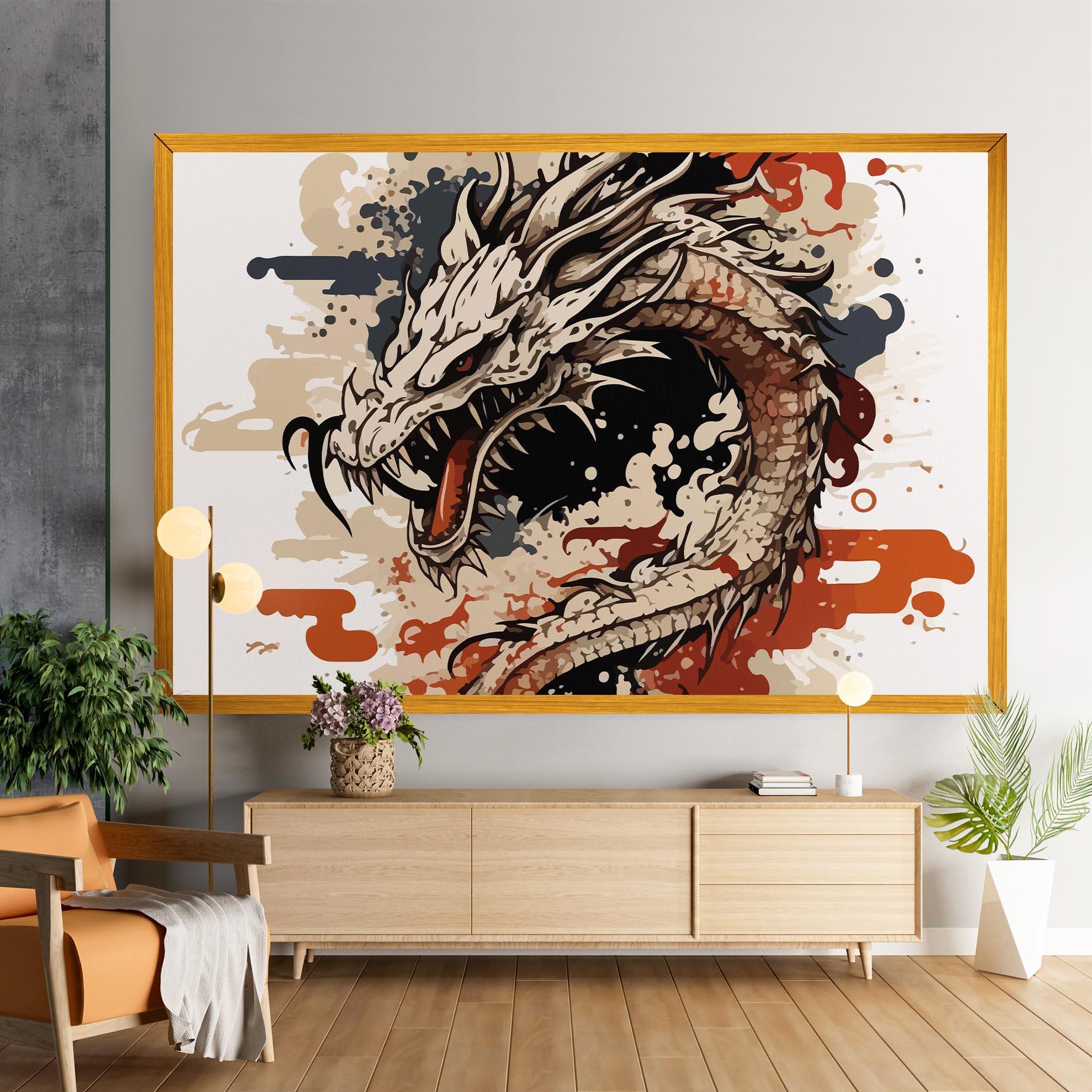 Vászonkép Cream Dragon Art mockup 9