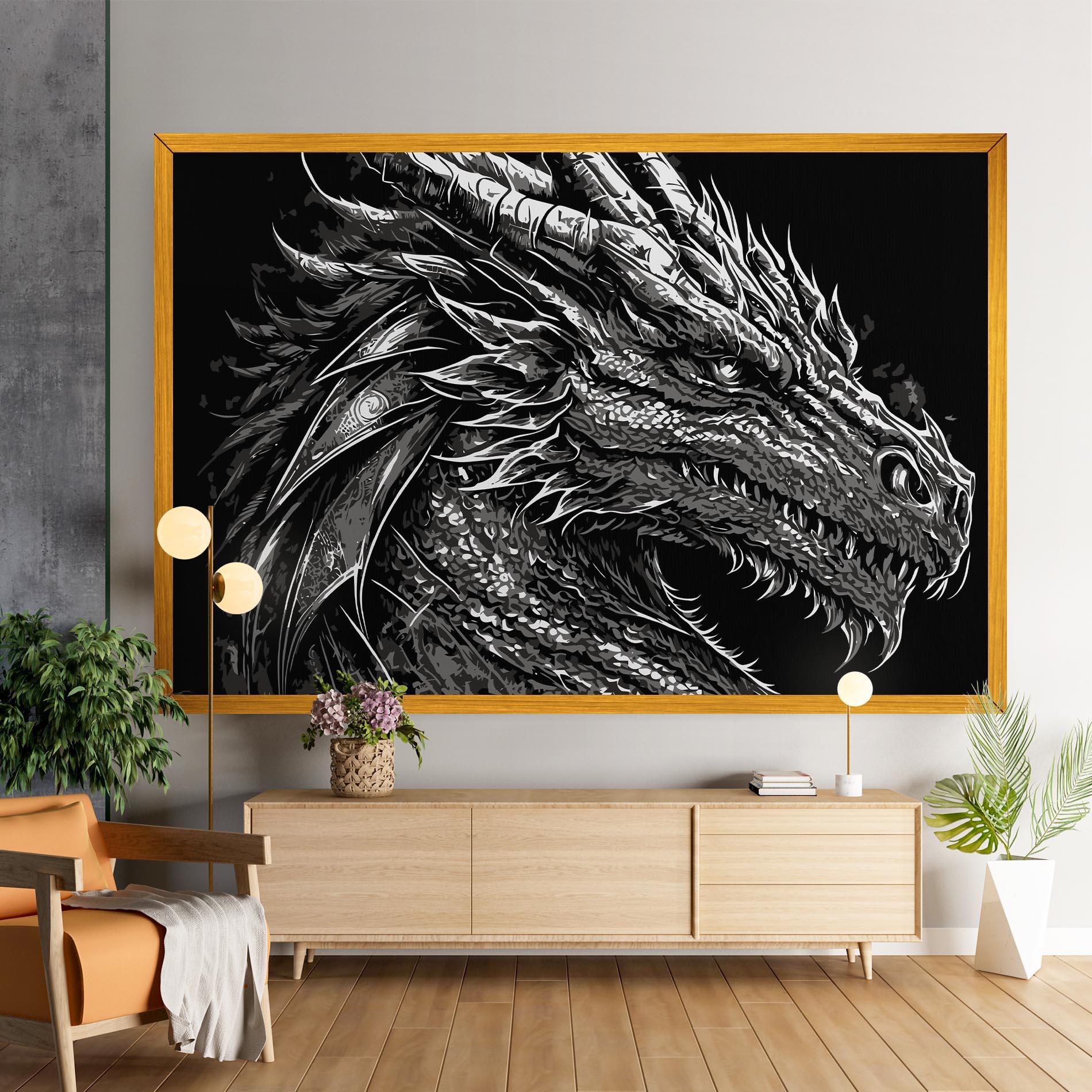 Vászonkép Grey White Dragon mockup 9
