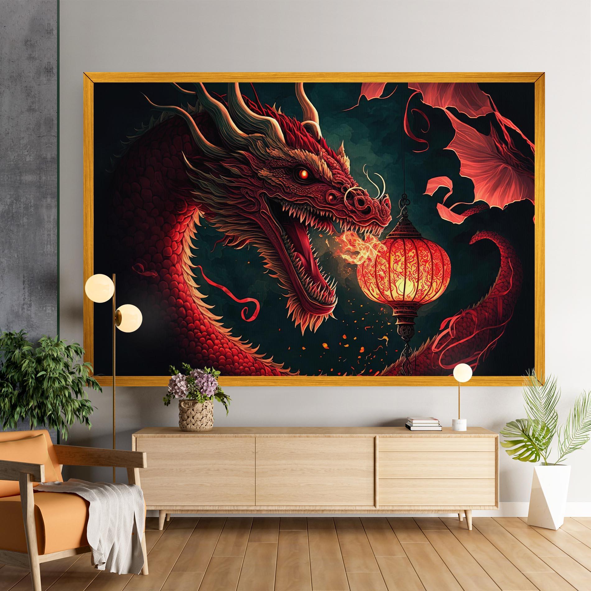 Vászonkép Red Fire Dragon mockup 9