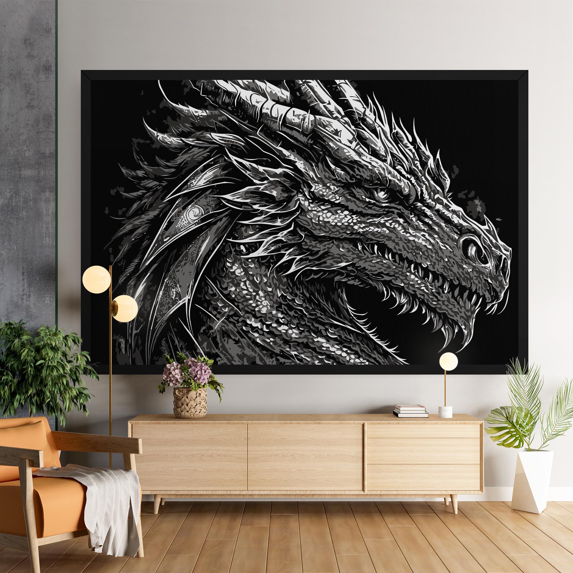 Vászonkép Grey White Dragon mockup 9