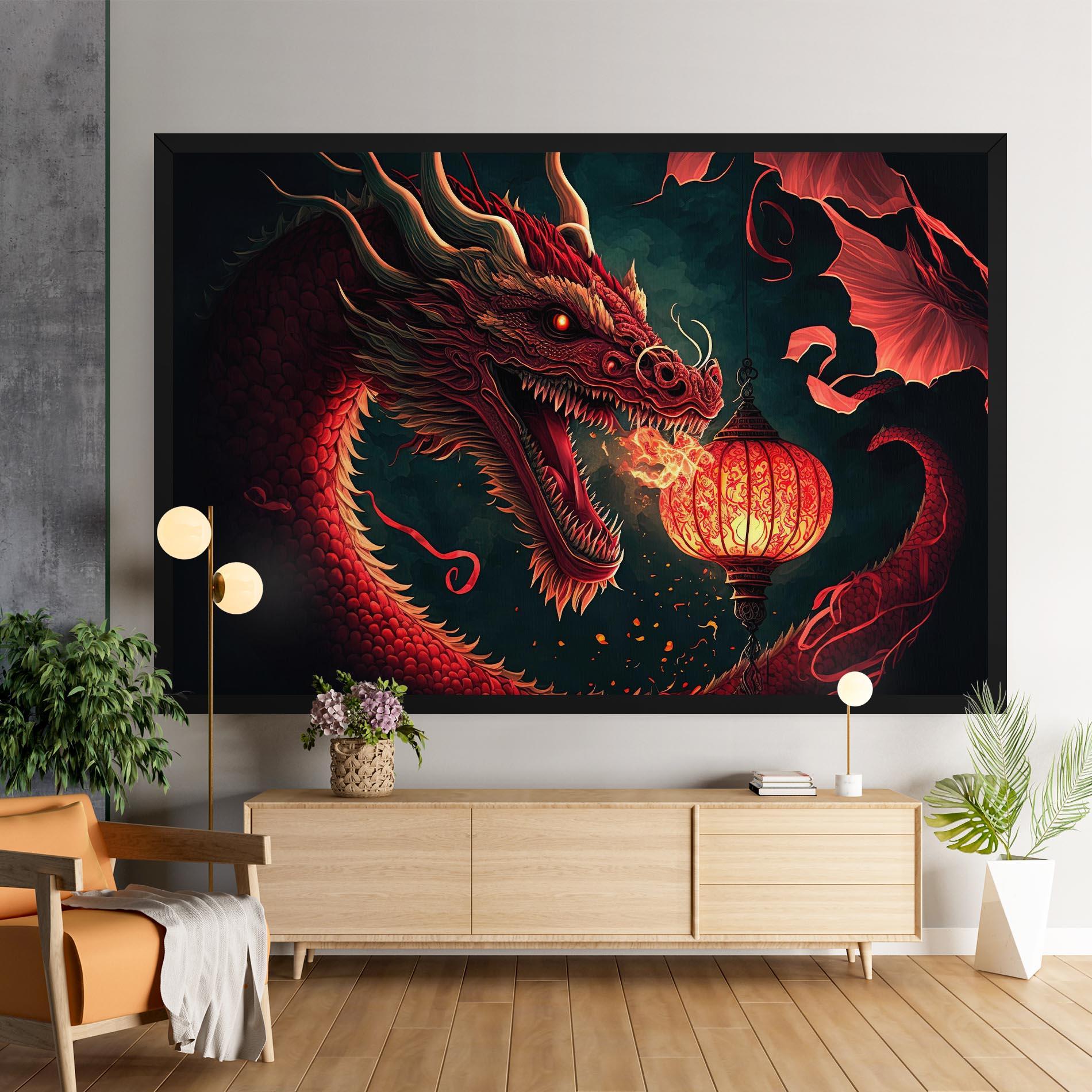 Vászonkép Red Fire Dragon mockup 9