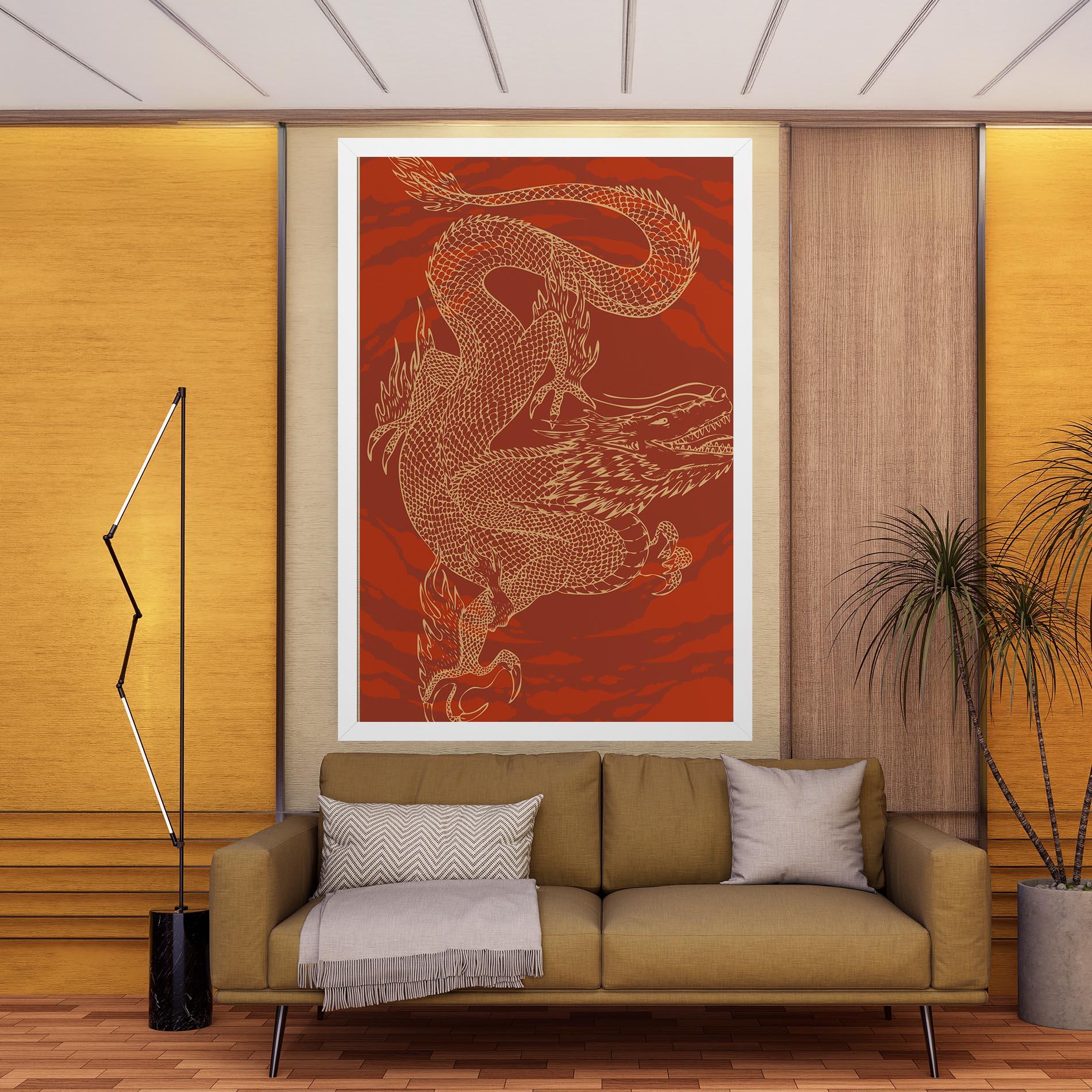 Vászonkép Chinese Dragon Red mockup 9