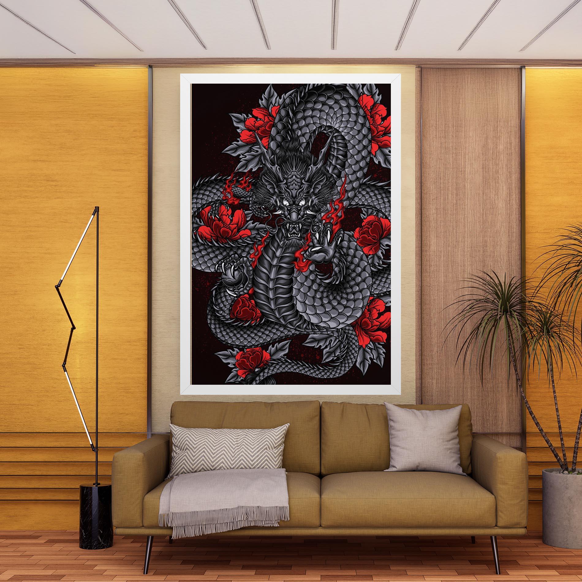 Vászonkép Red Flower Dragon mockup 9