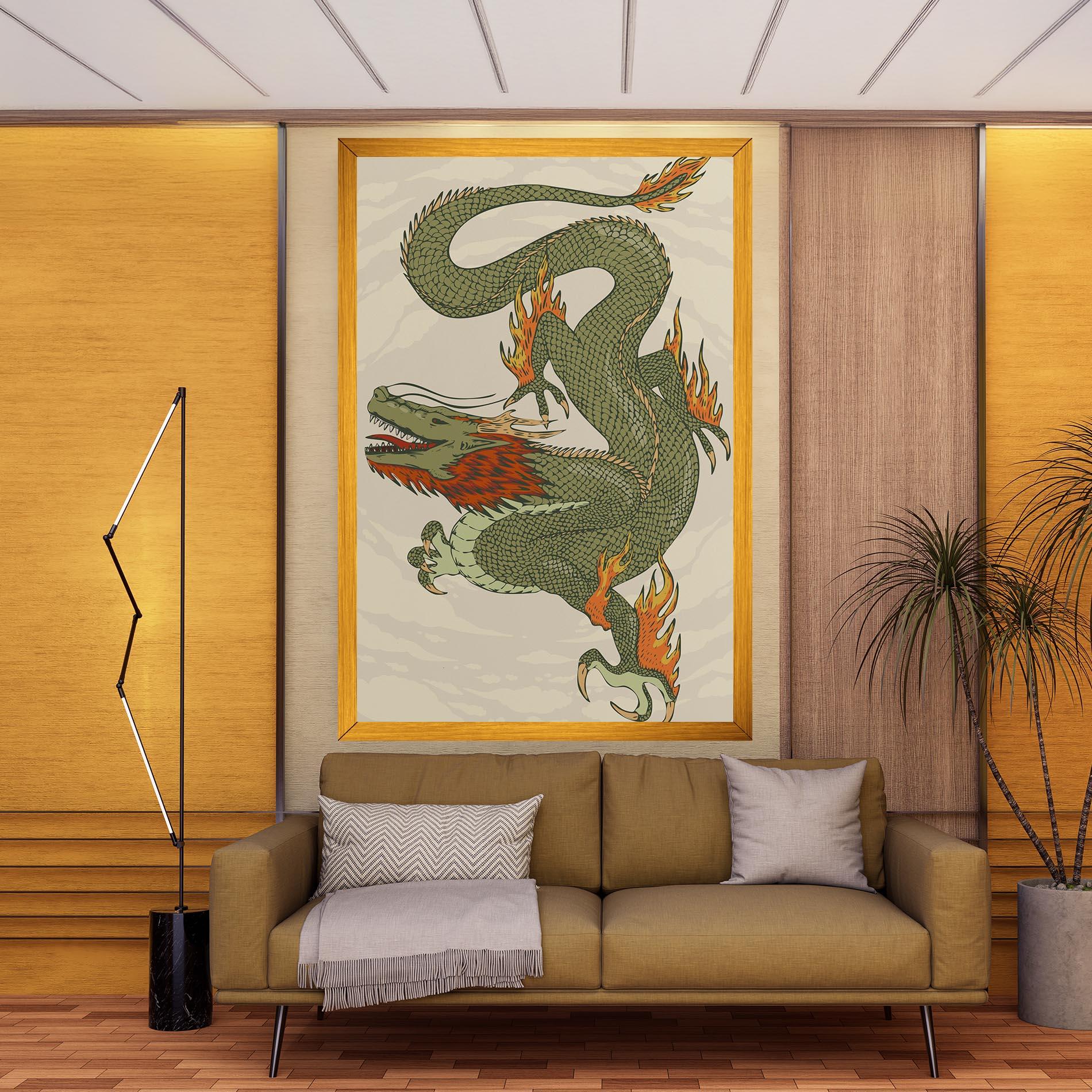 Vászonkép Chinese Dragon Green mockup 9