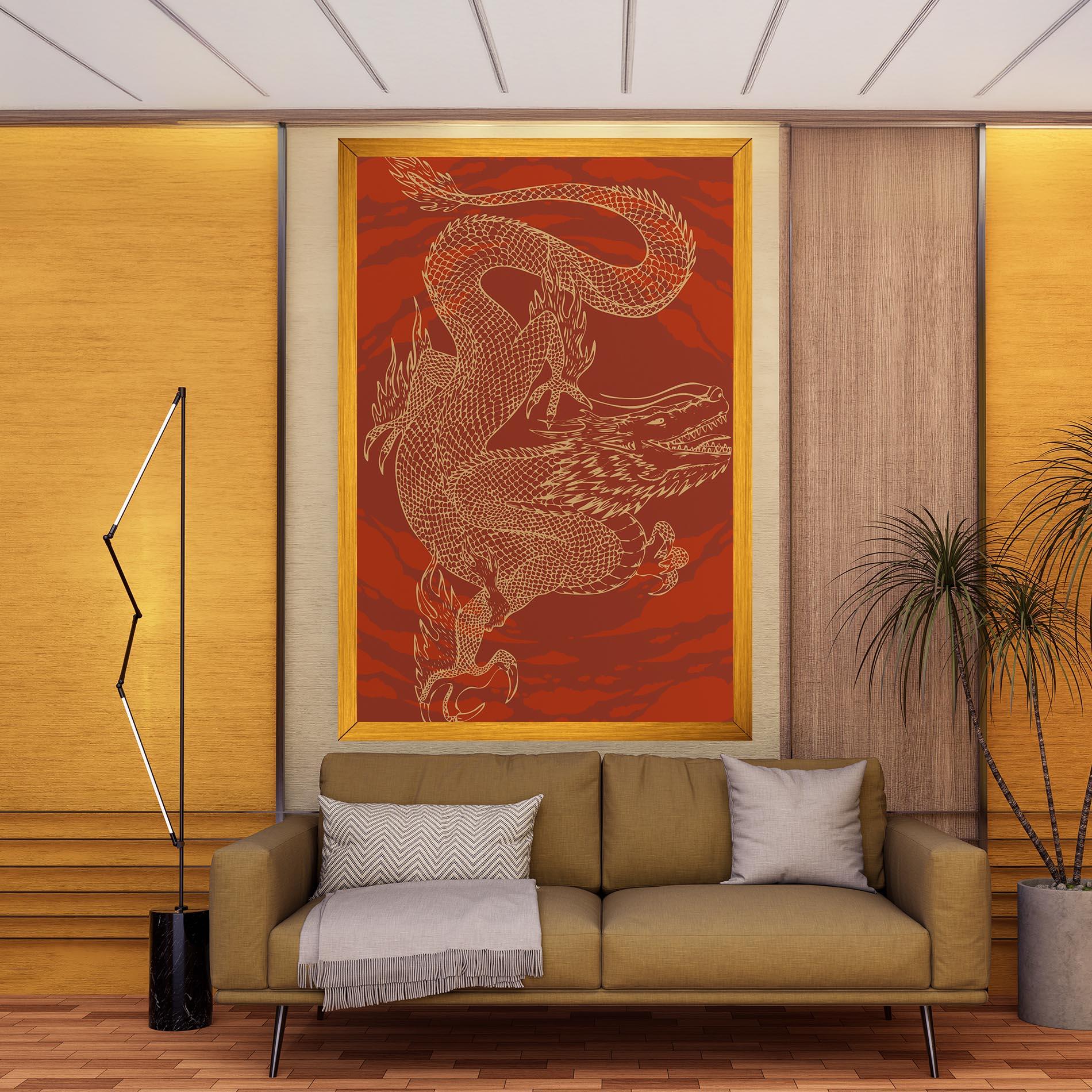 Vászonkép Chinese Dragon Red mockup 9