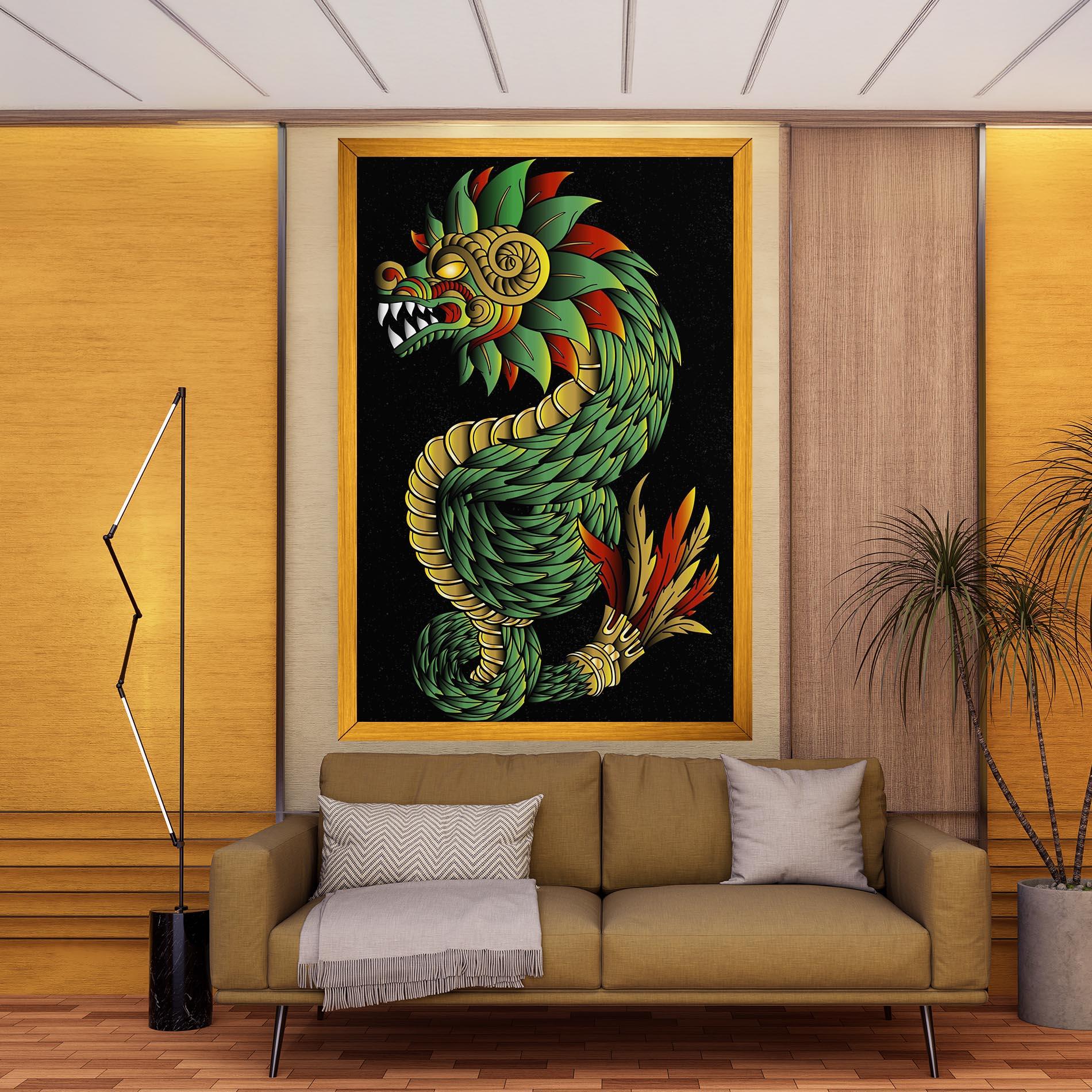 Vászonkép Green Yellow Dragon mockup 9