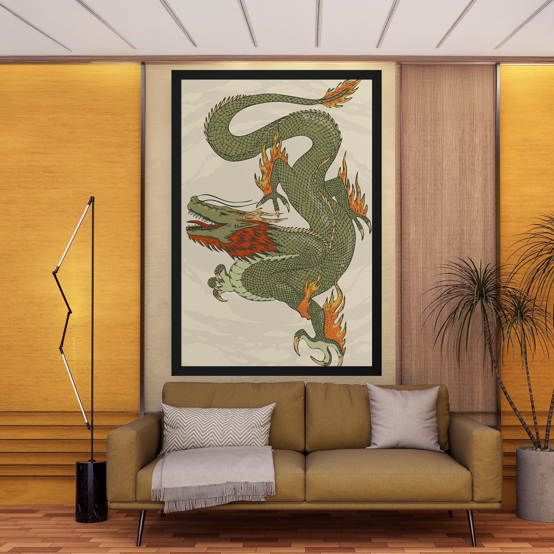 Vászonkép Chinese Dragon Green mockup 9