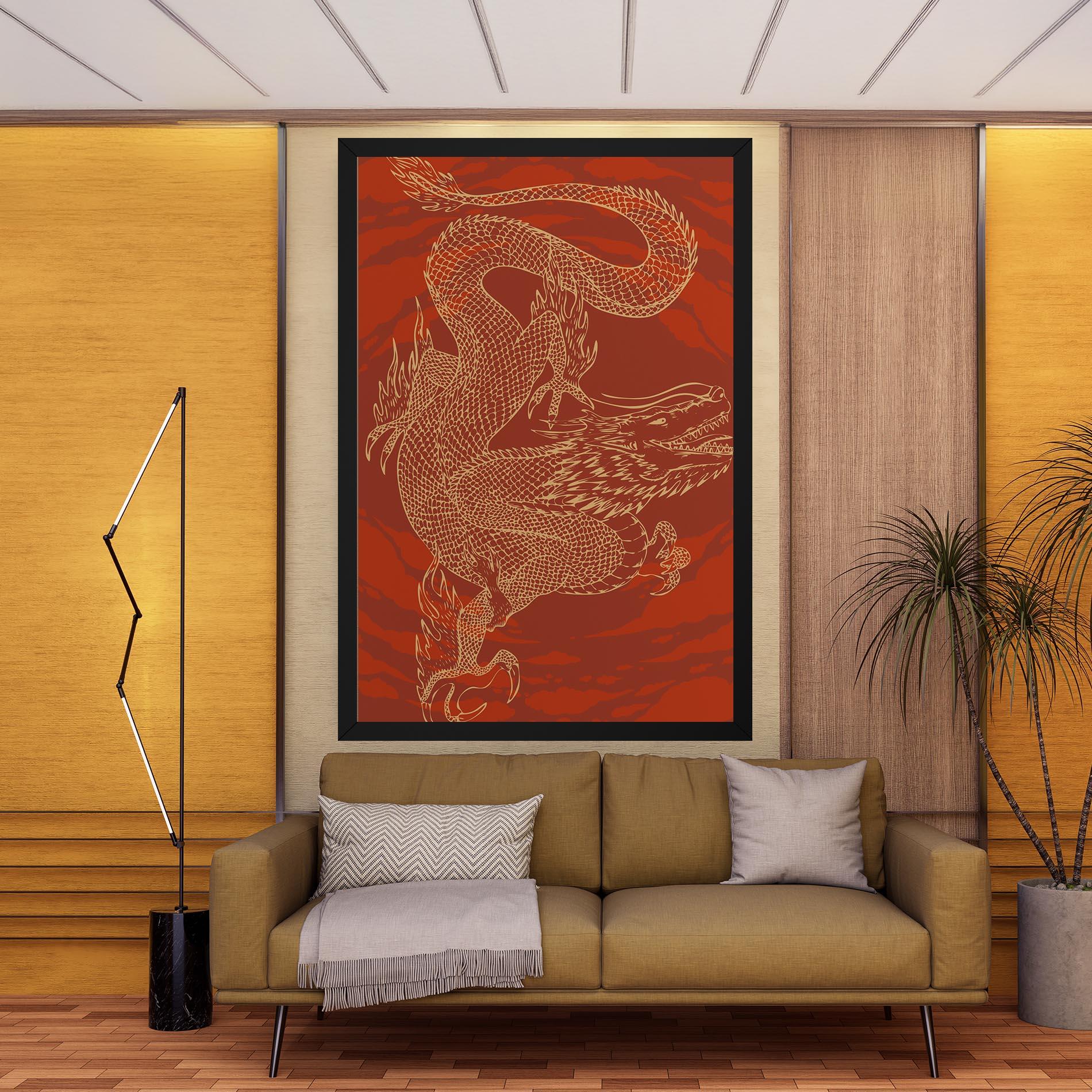 Vászonkép Chinese Dragon Red mockup 9