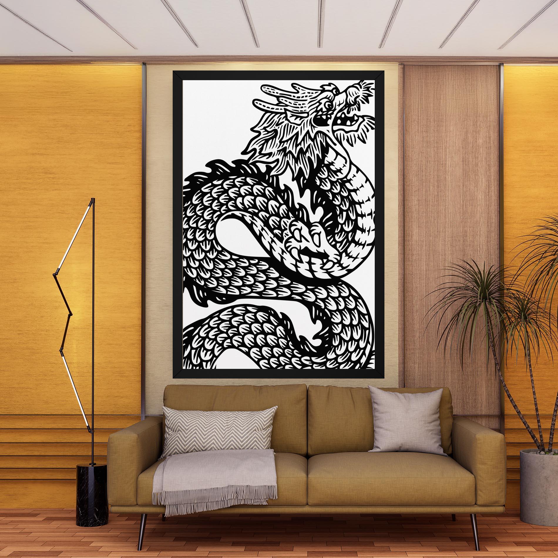 Vászonkép Dragon Black Line mockup 9