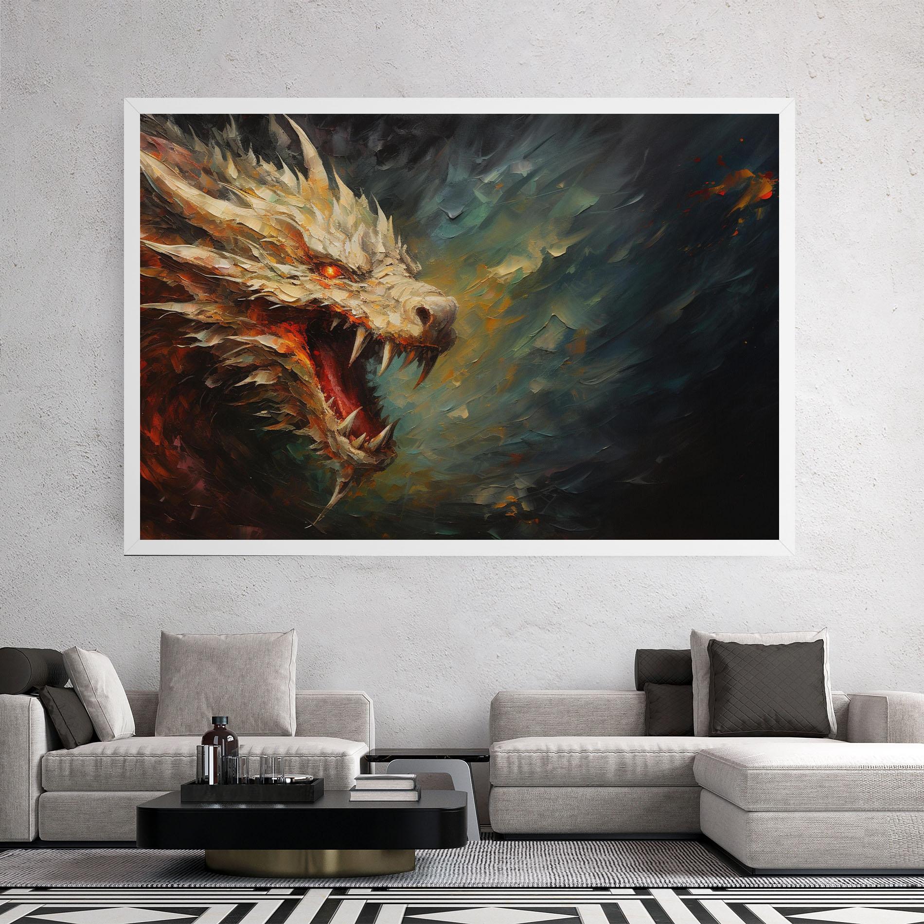 Vászonkép Angry Dragon Painting mockup 2