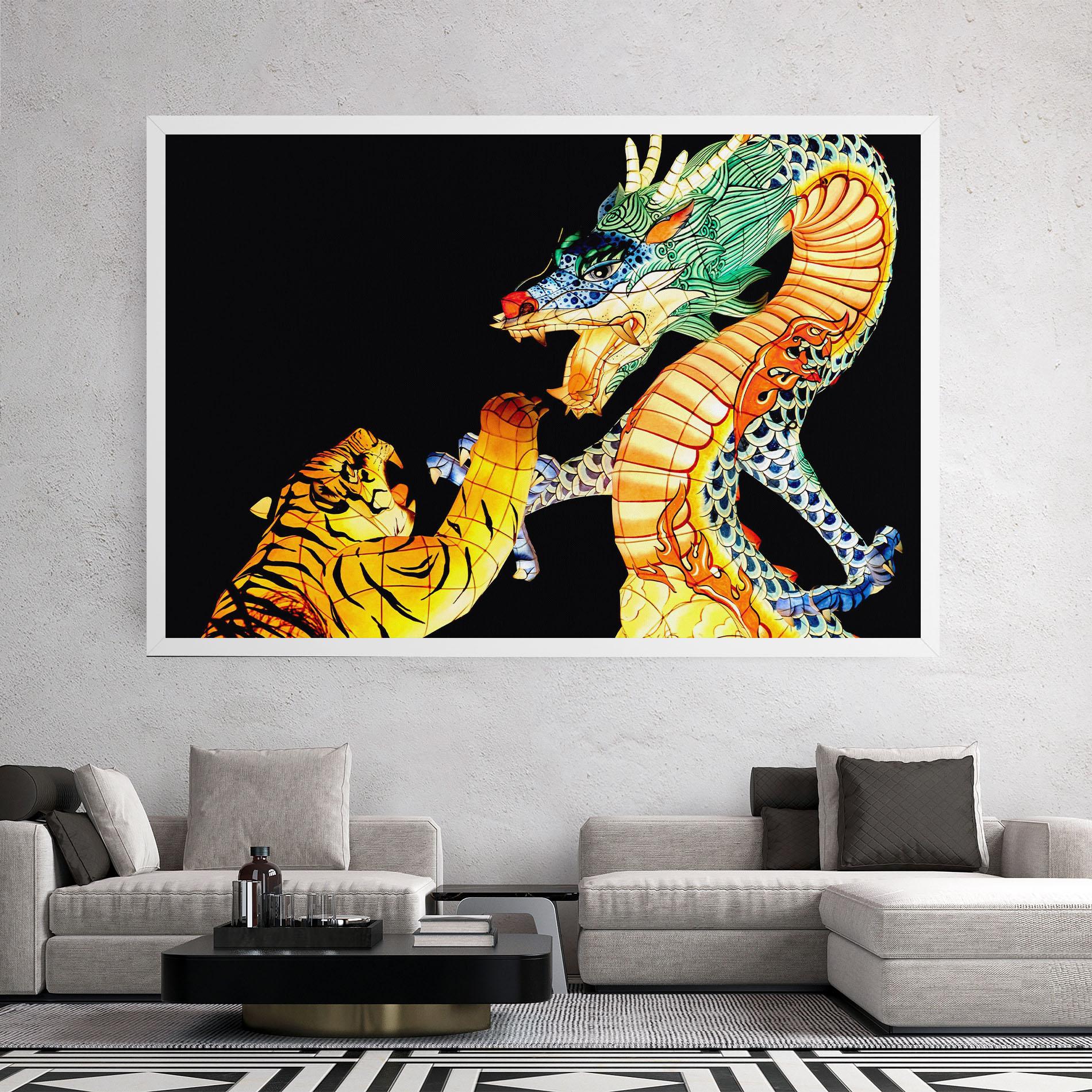 Vászonkép Chinese Dragon And Tiger mockup 2