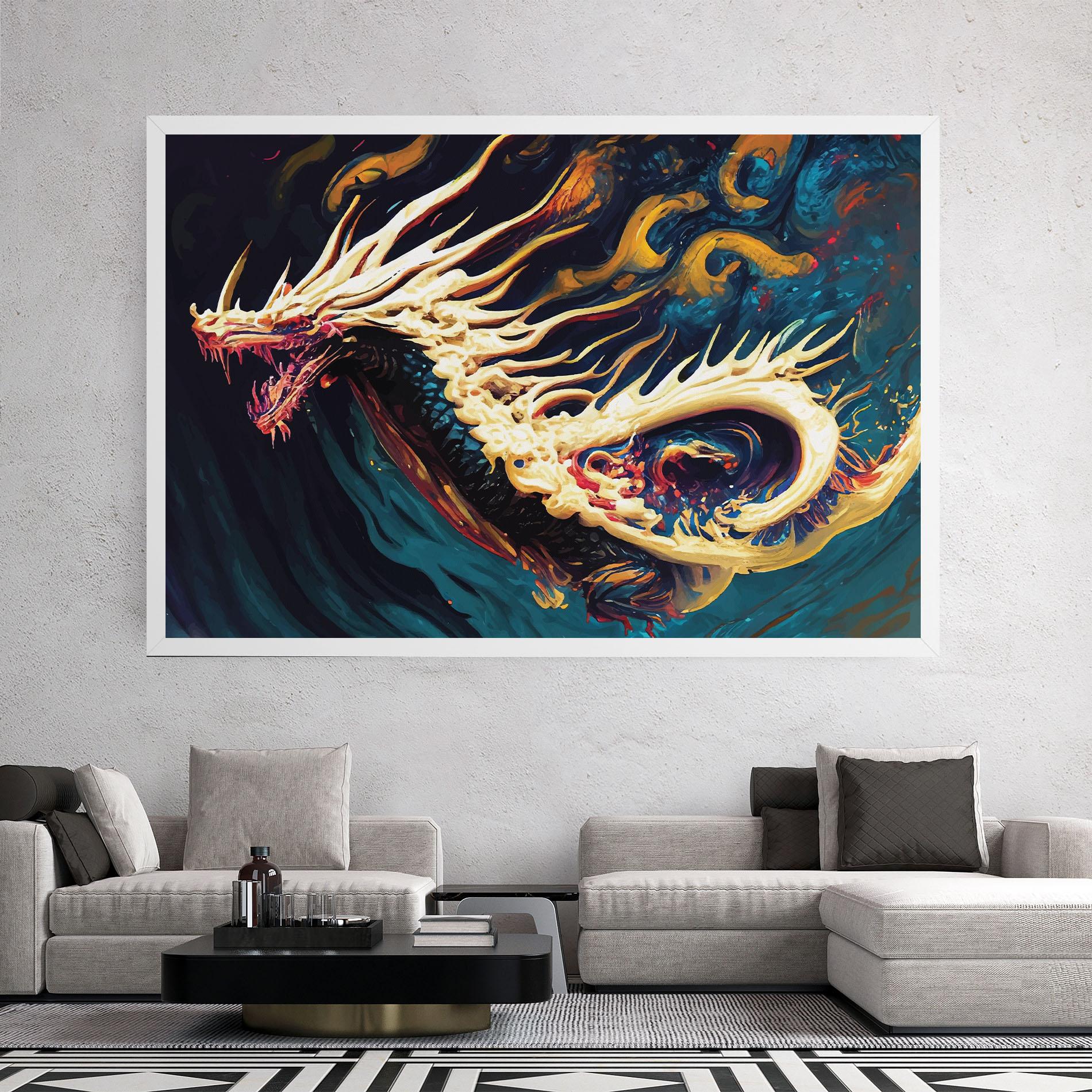 Vászonkép Flying Acrylic Dragon mockup 2