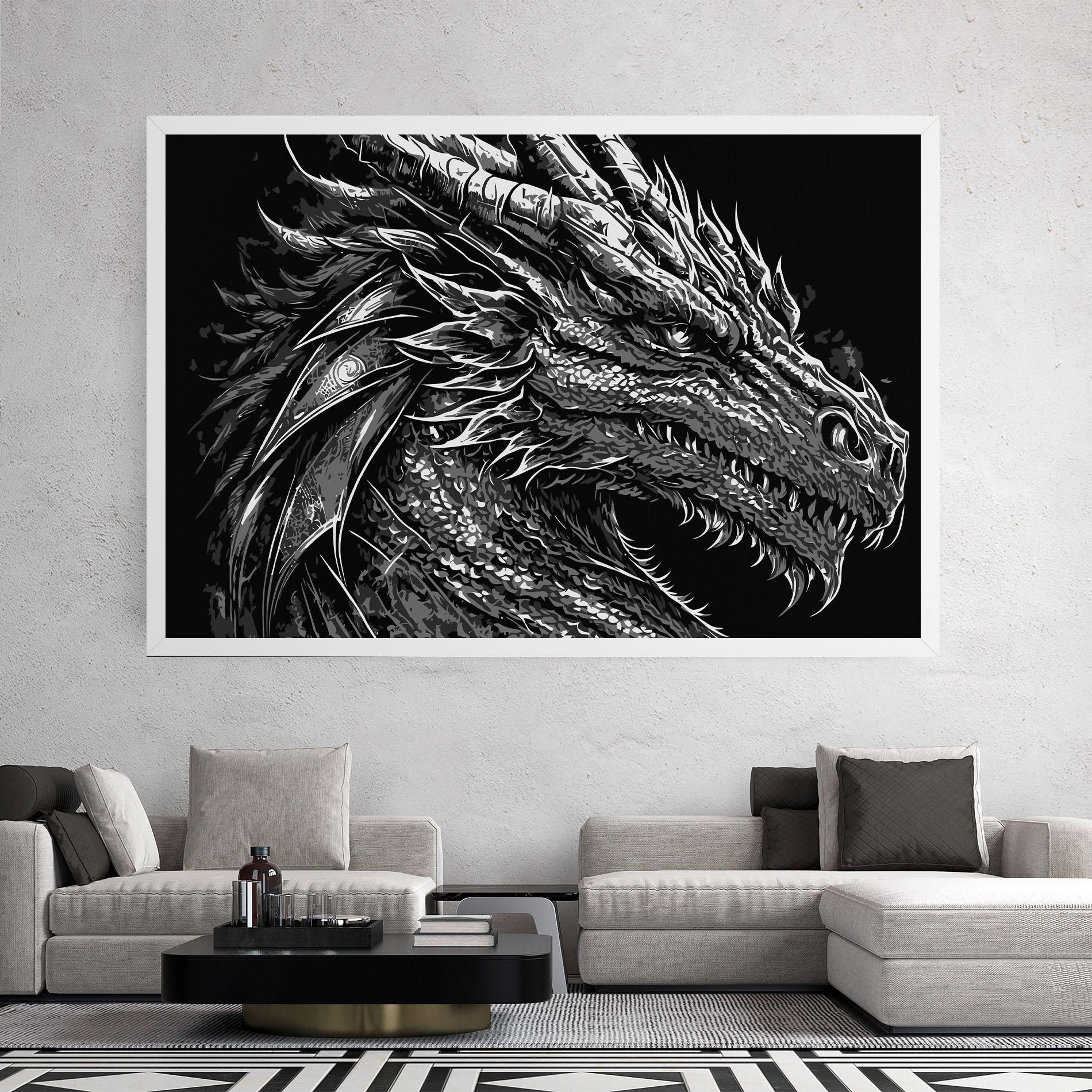 Vászonkép Grey White Dragon mockup 2