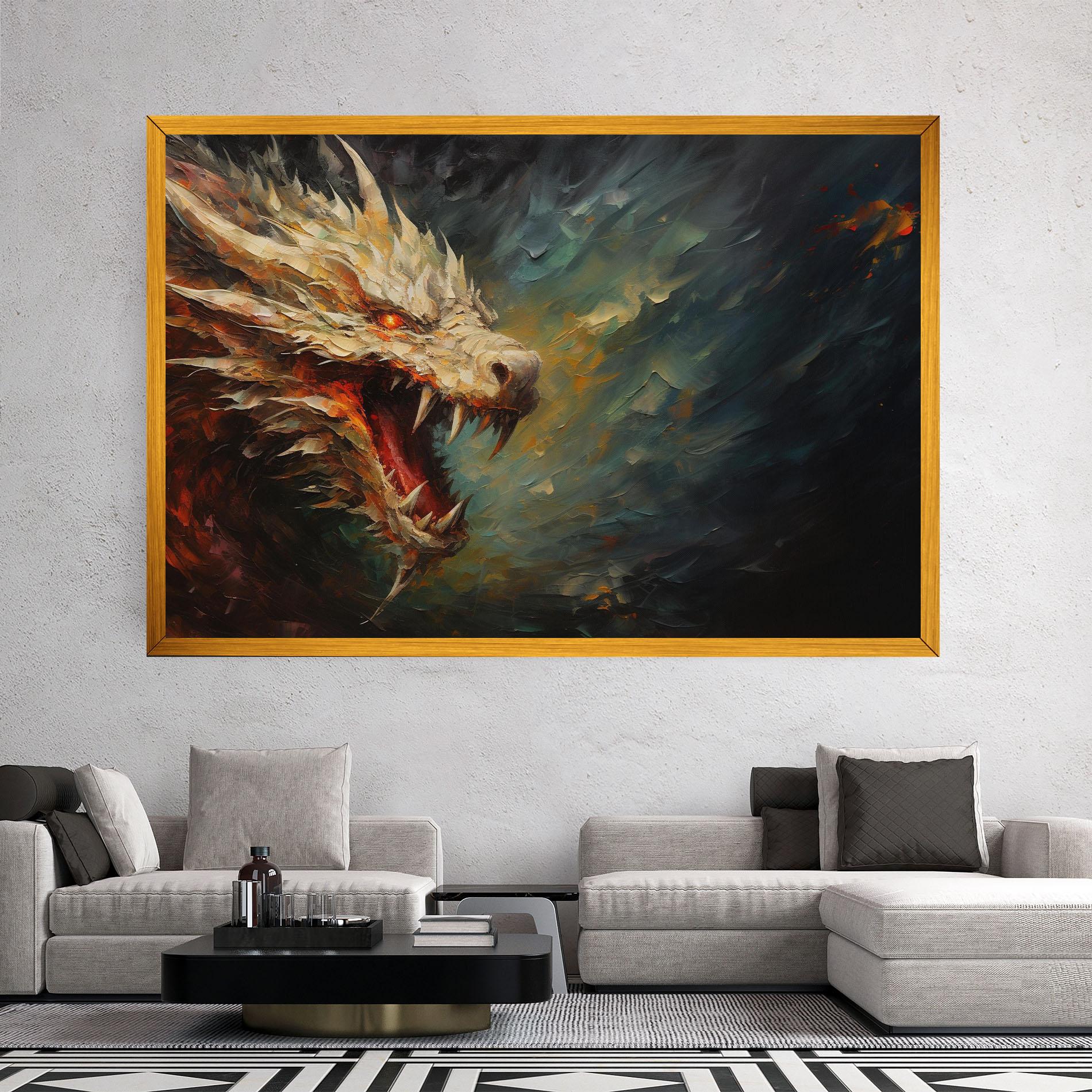 Vászonkép Angry Dragon Painting mockup 2