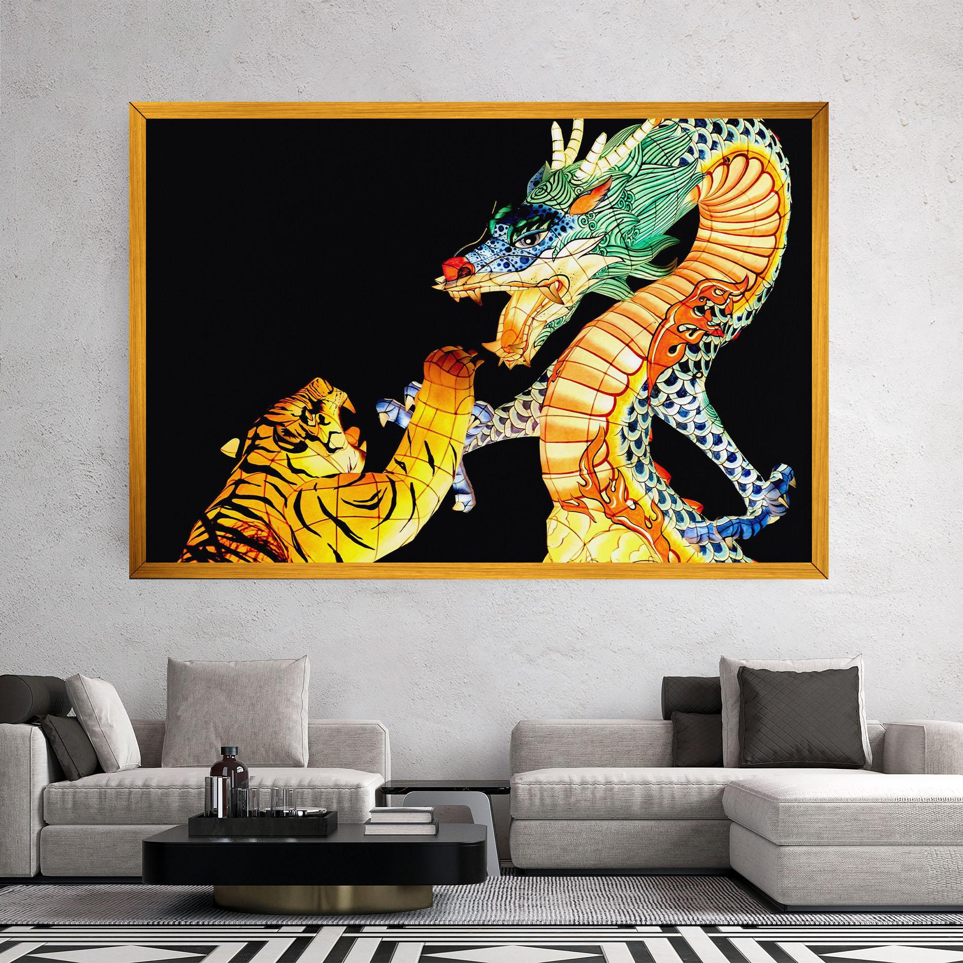 Vászonkép Chinese Dragon And Tiger mockup 2