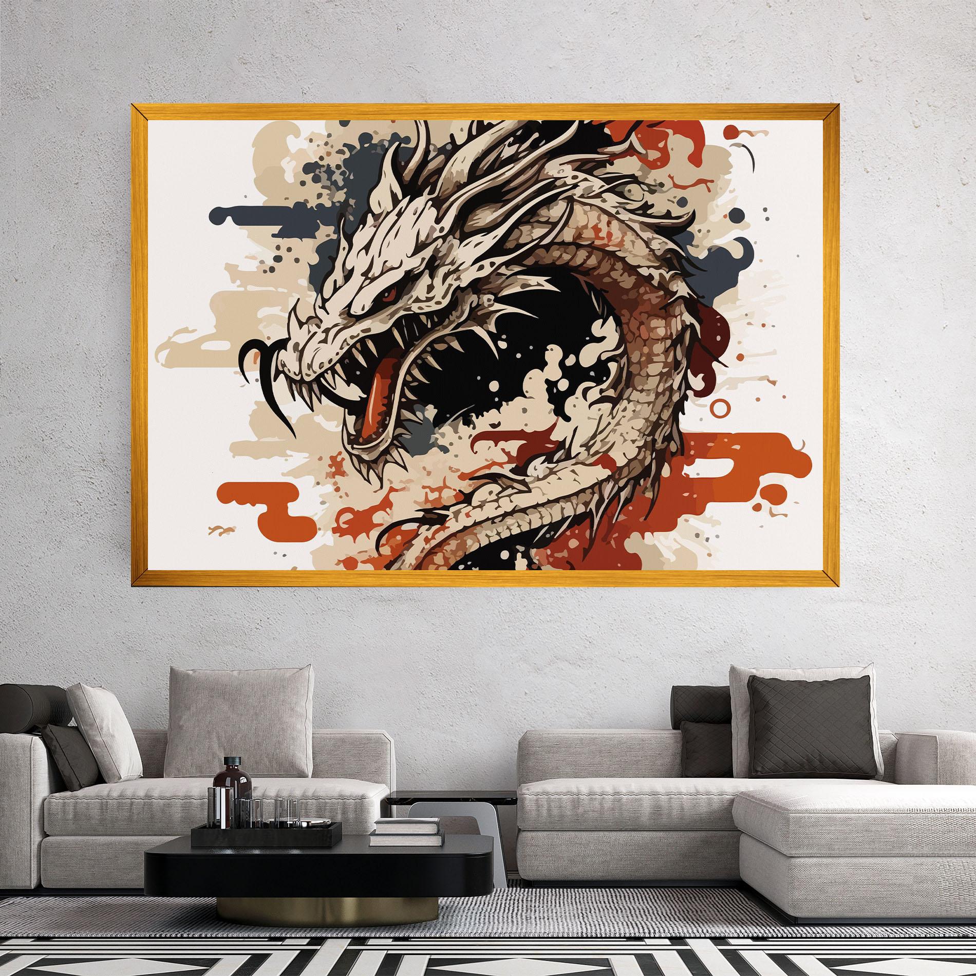 Vászonkép Cream Dragon Art mockup 2
