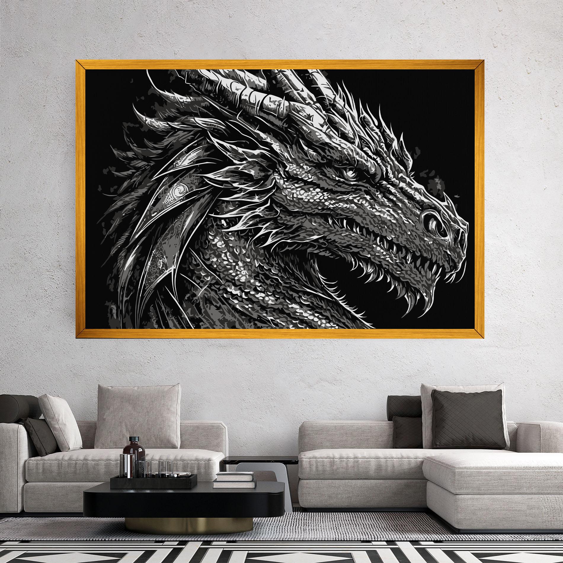 Vászonkép Grey White Dragon mockup 2