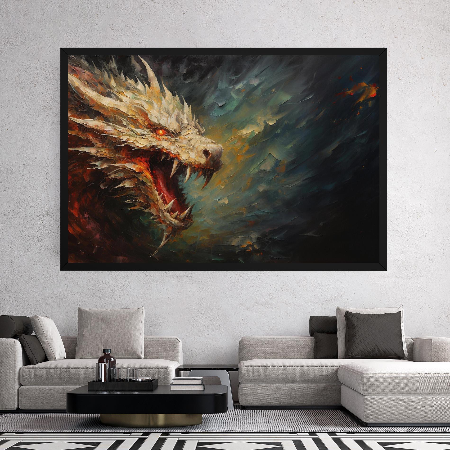 Vászonkép Angry Dragon Painting mockup 2