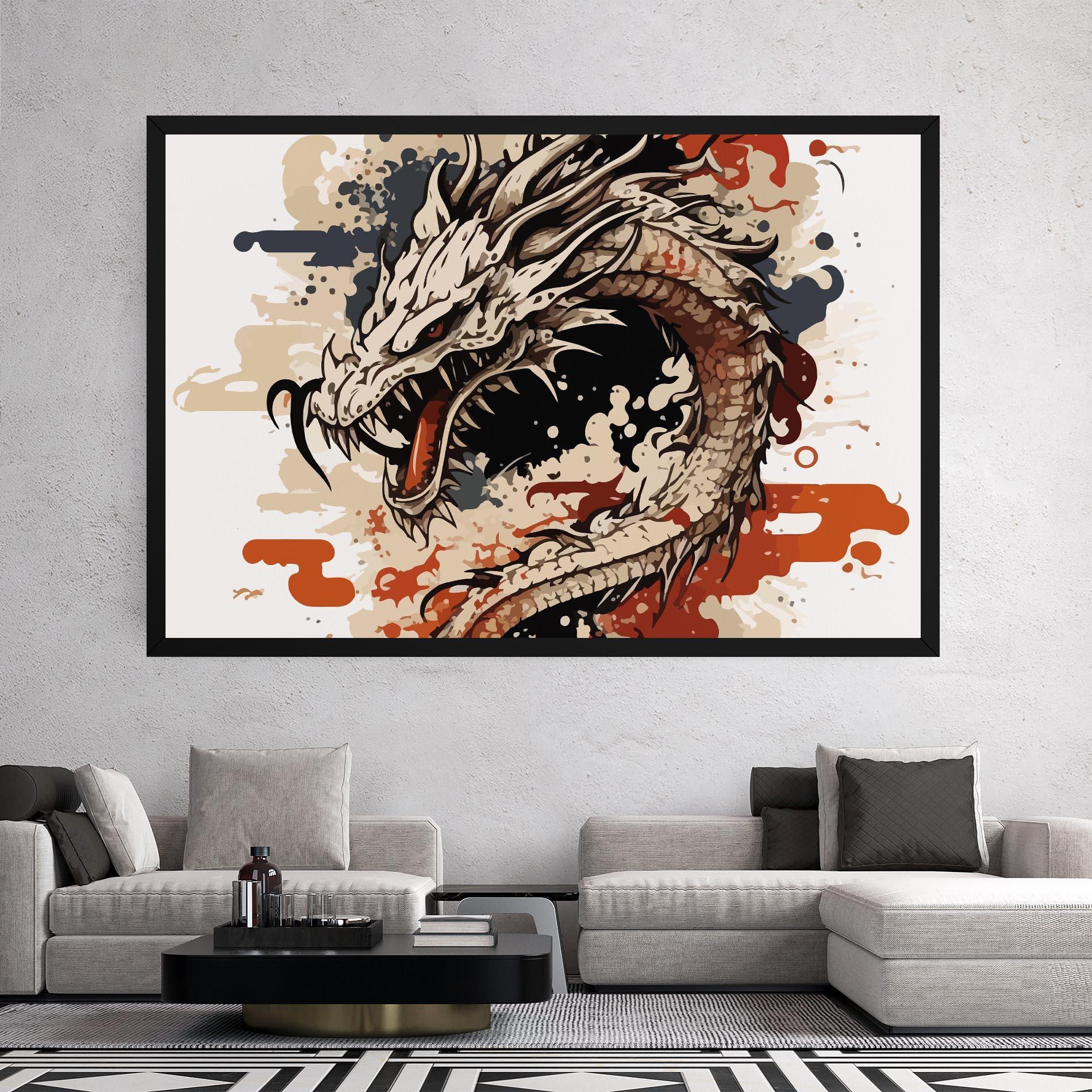 Vászonkép Cream Dragon Art mockup 2