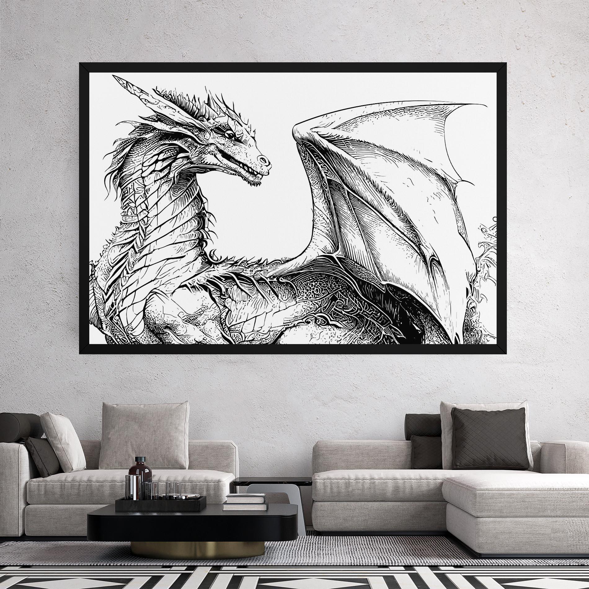 Vászonkép Dragon Sketch mockup 2