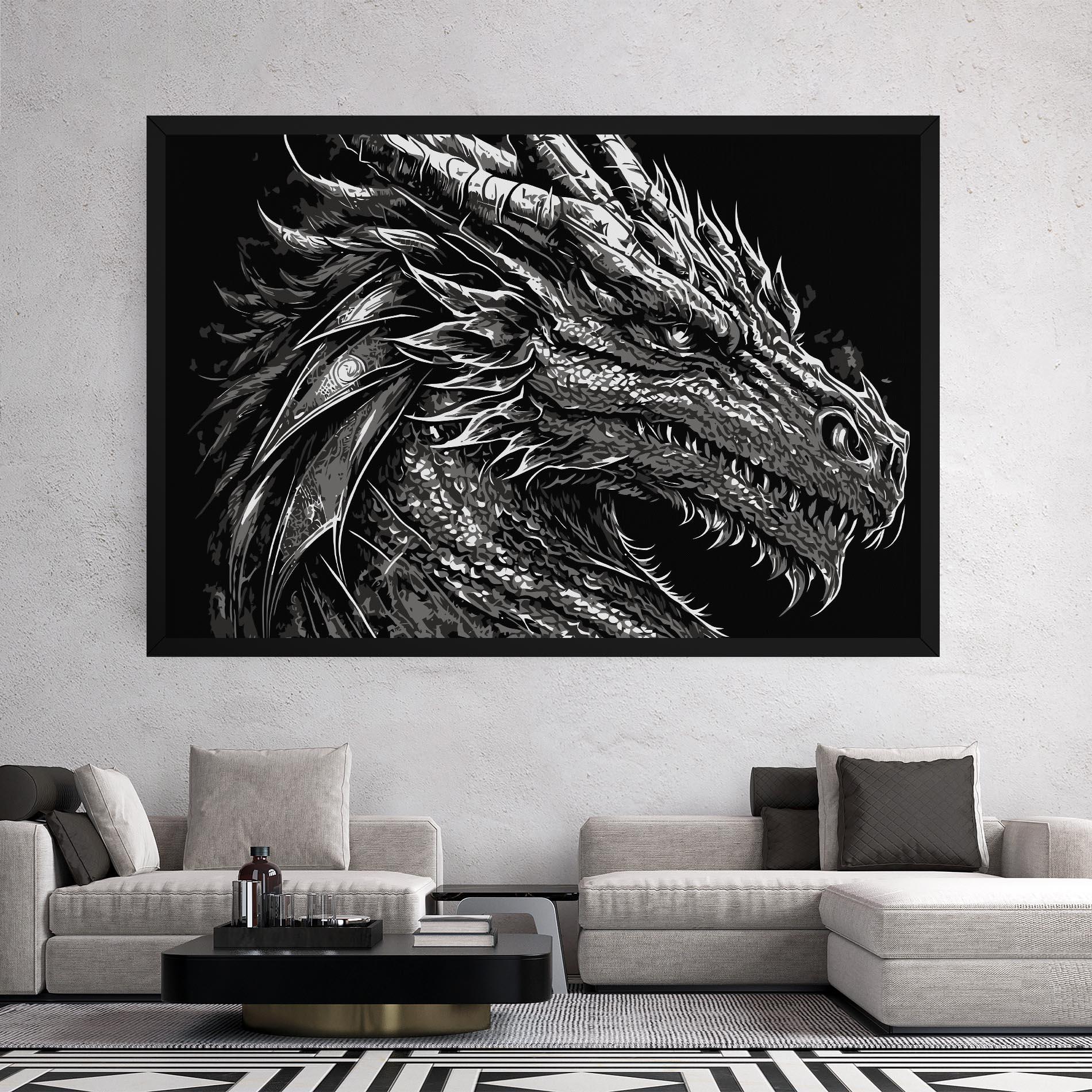 Vászonkép Grey White Dragon mockup 2