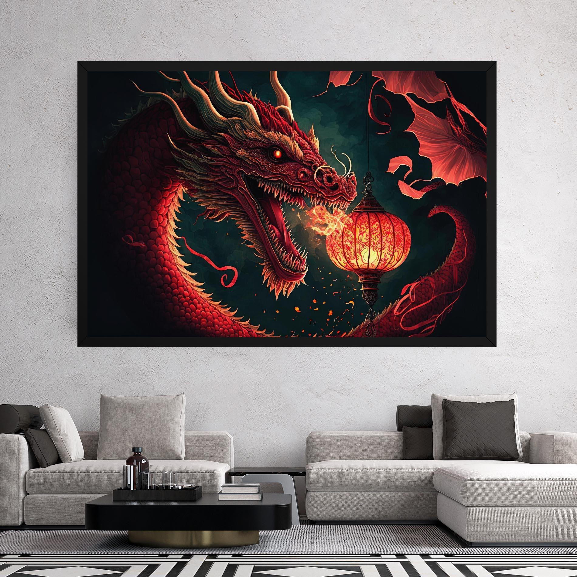 Vászonkép Red Fire Dragon mockup 2