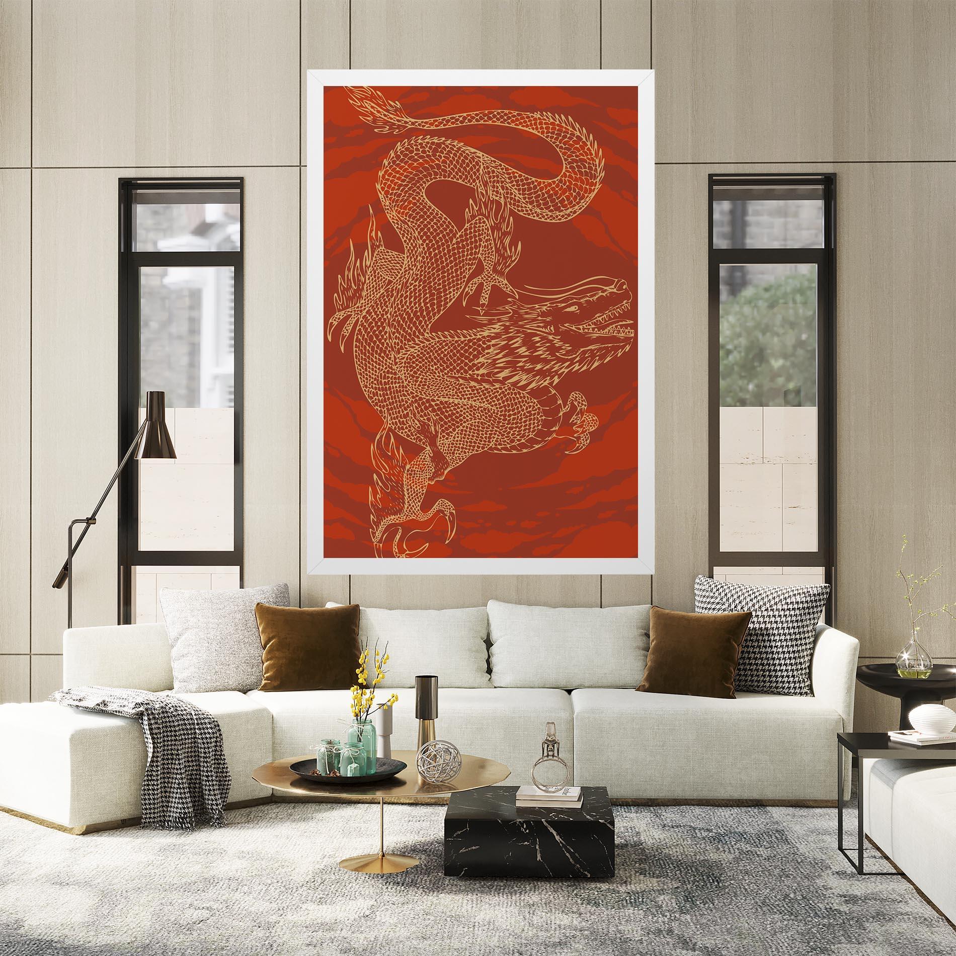 Vászonkép Chinese Dragon Red mockup 2