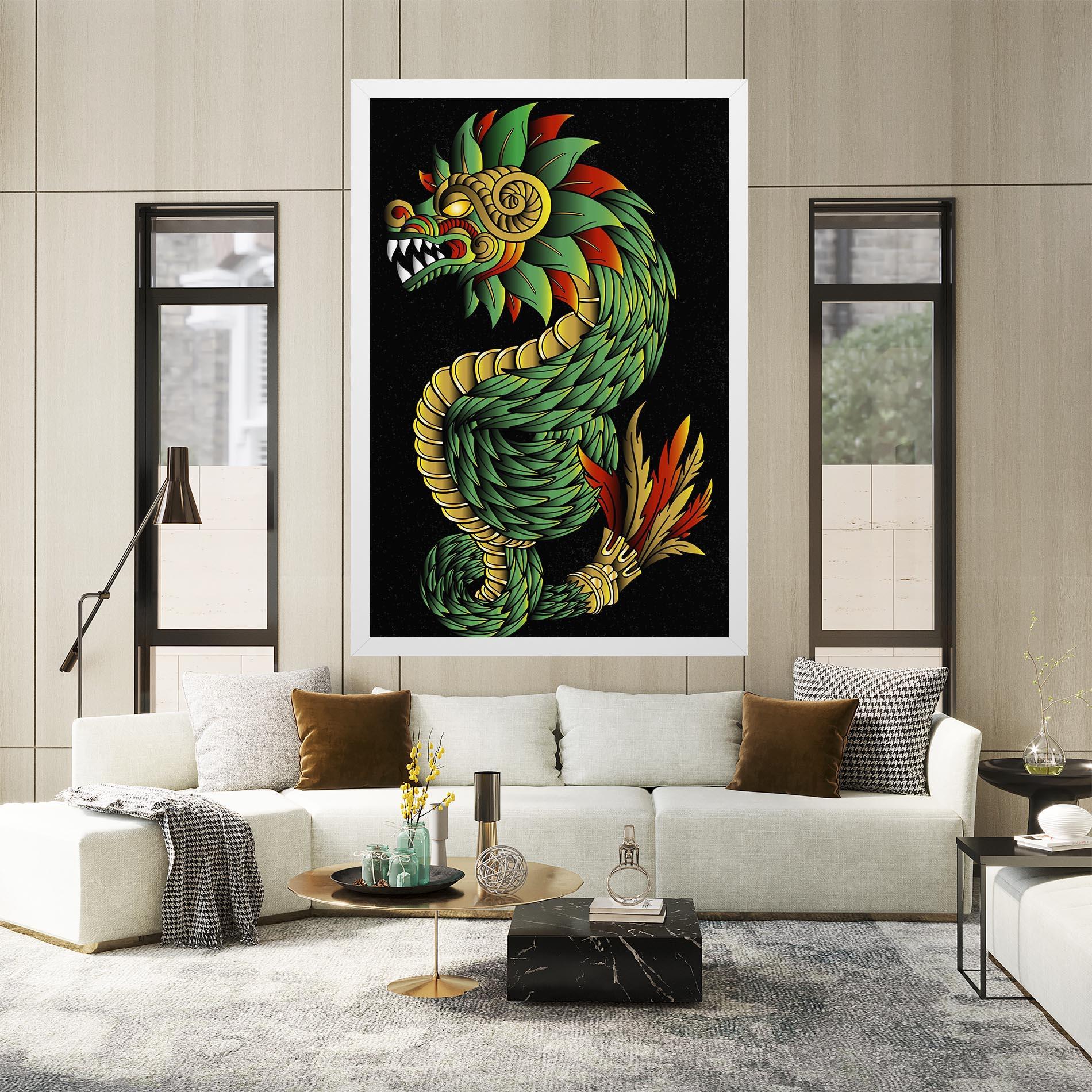 Vászonkép Green Yellow Dragon mockup 2
