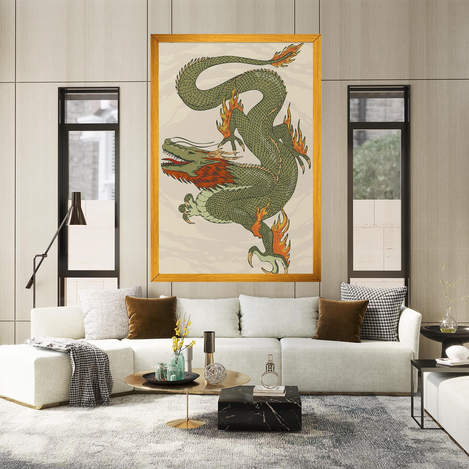 Vászonkép Chinese Dragon Green mockup 2