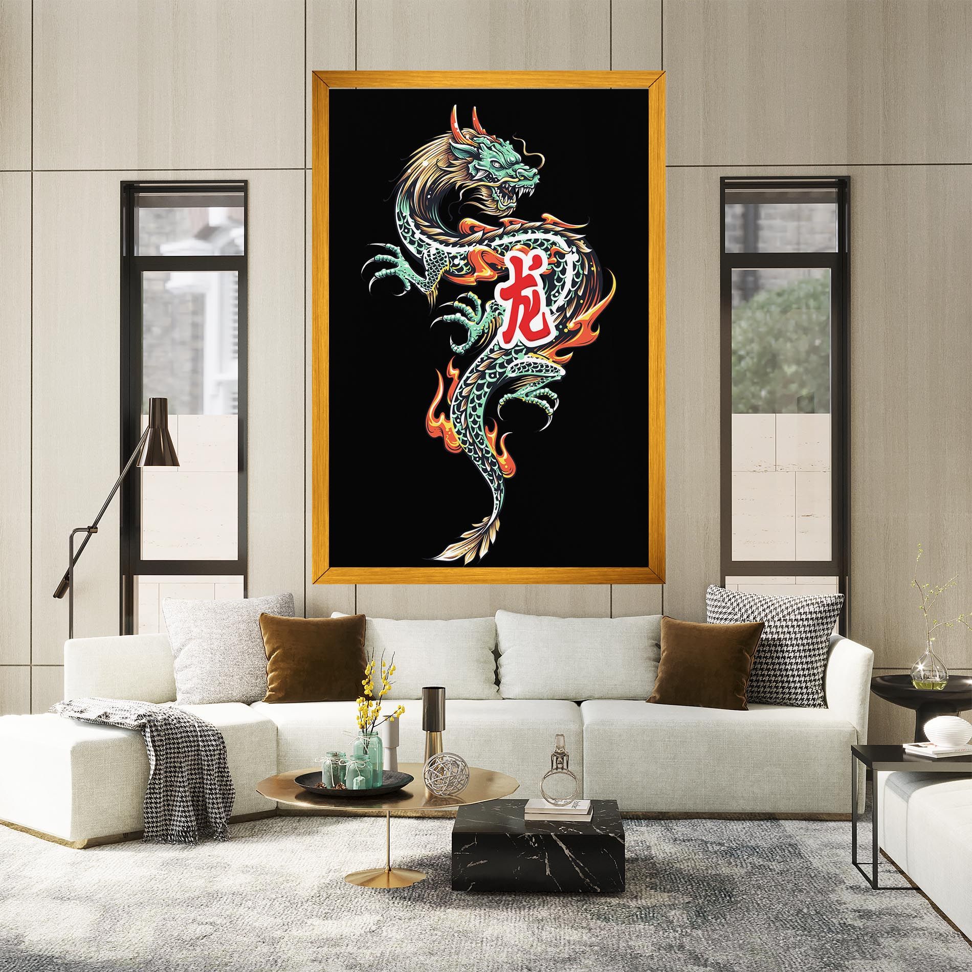 Green Fire Dragon mockup 2