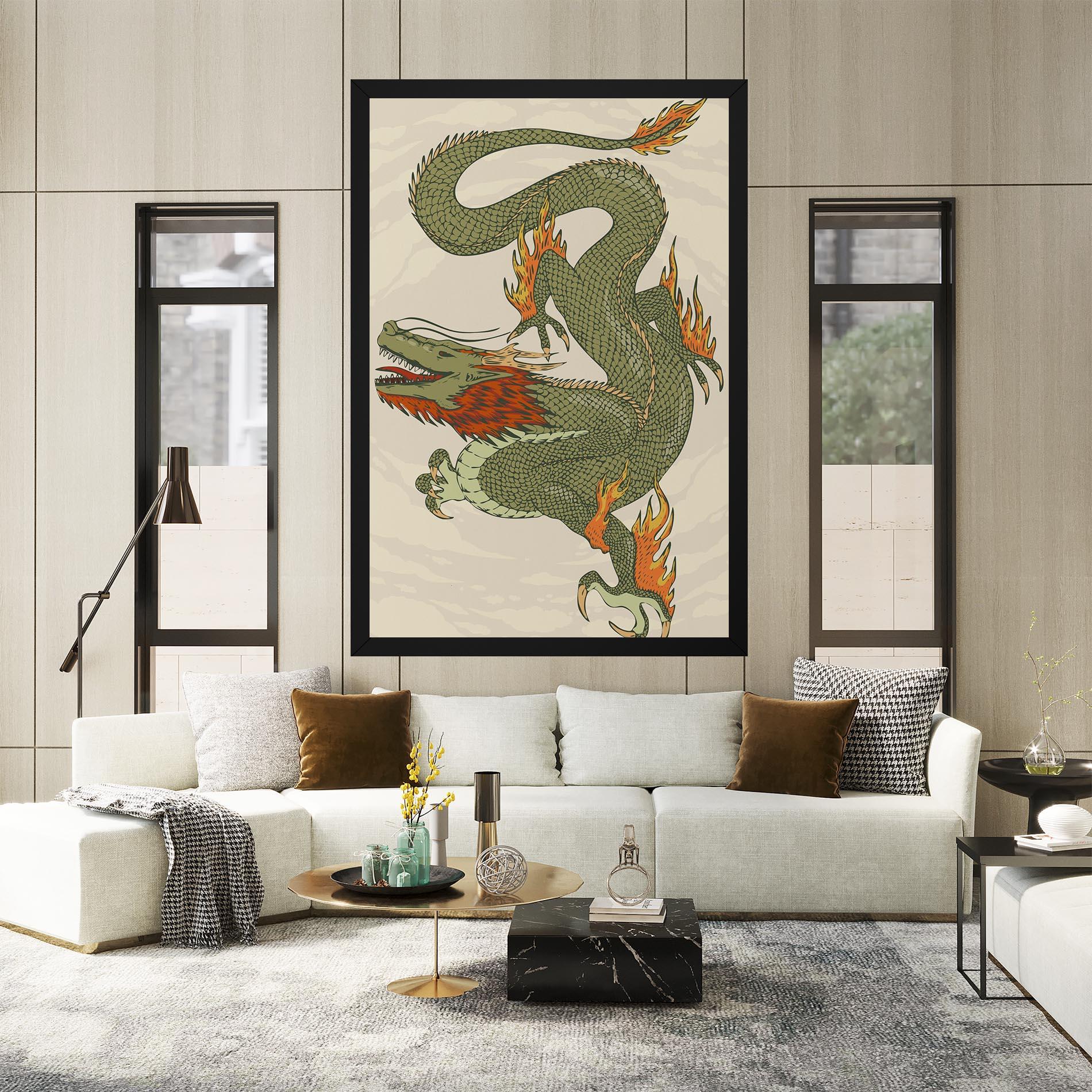 Vászonkép Chinese Dragon Green mockup 2