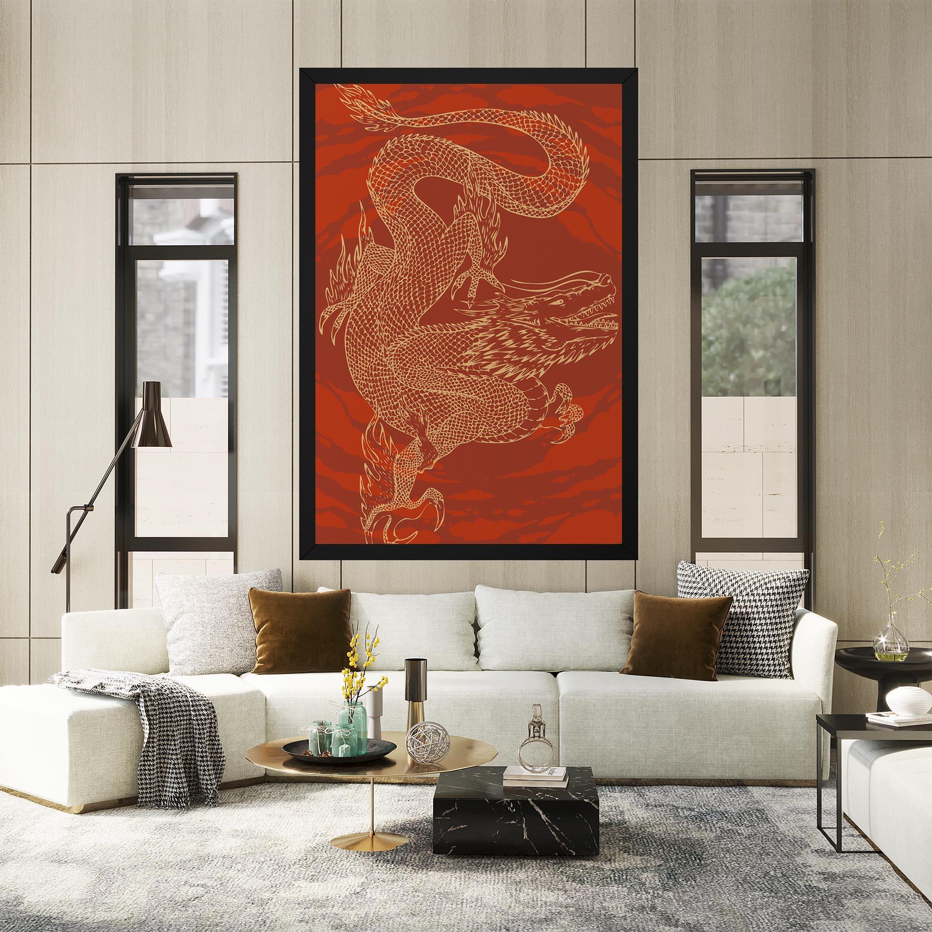 Vászonkép Chinese Dragon Red mockup 2