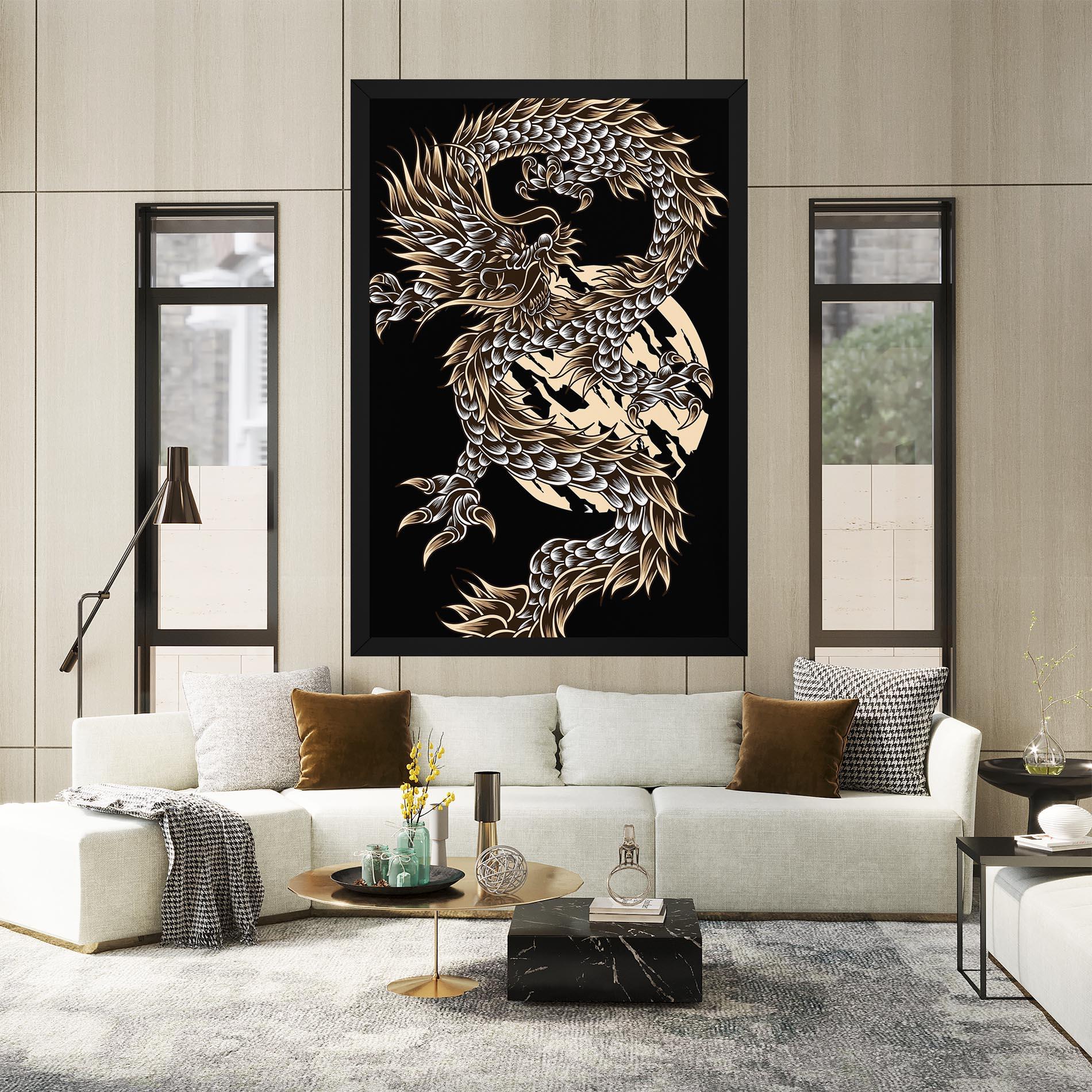 Vászonkép Cream Moon Dragon mockup 2