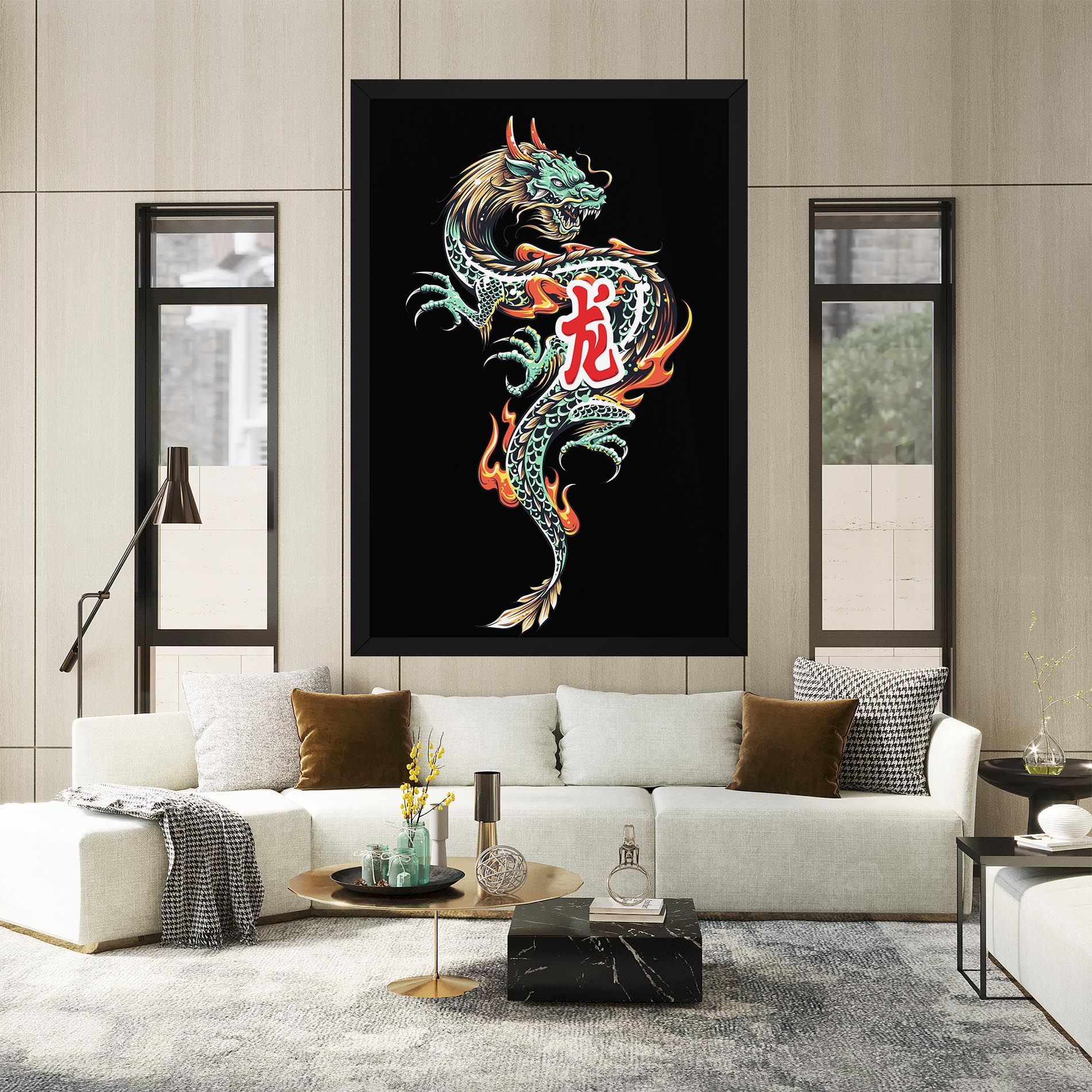 Green Fire Dragon mockup 2