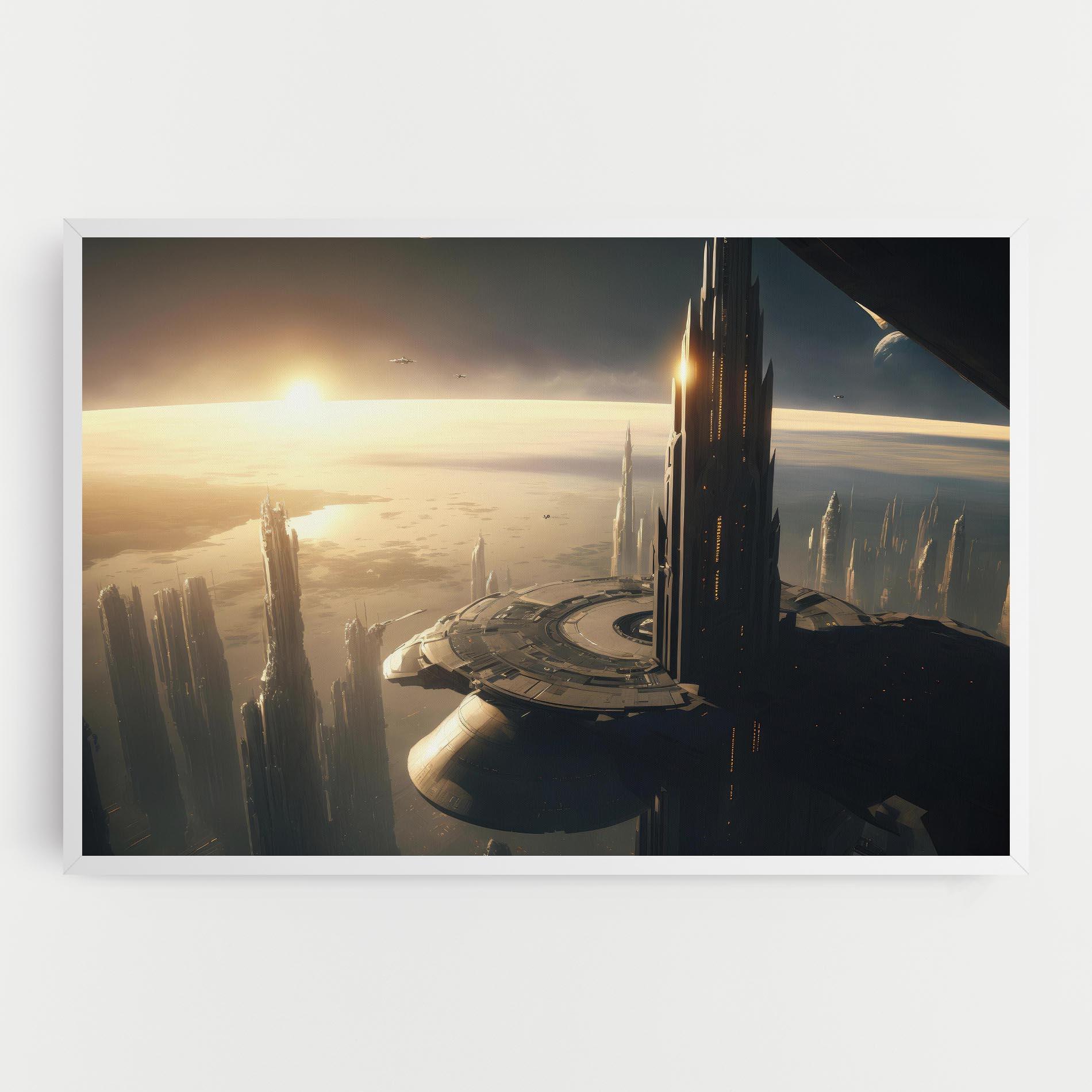 Vászonkép Fantasy Futuristic Cityscape mockup 0