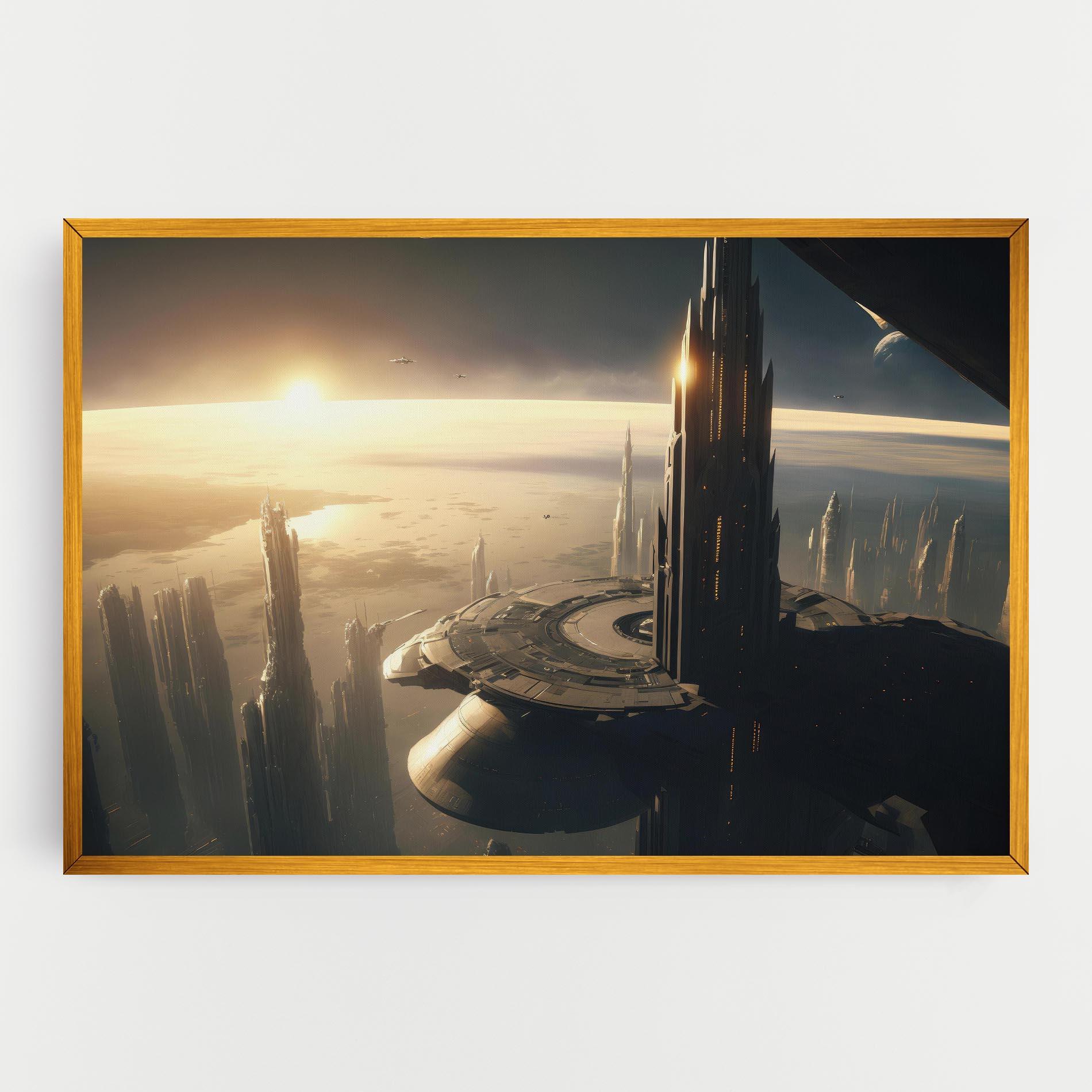 Vászonkép Fantasy Futuristic Cityscape mockup 0