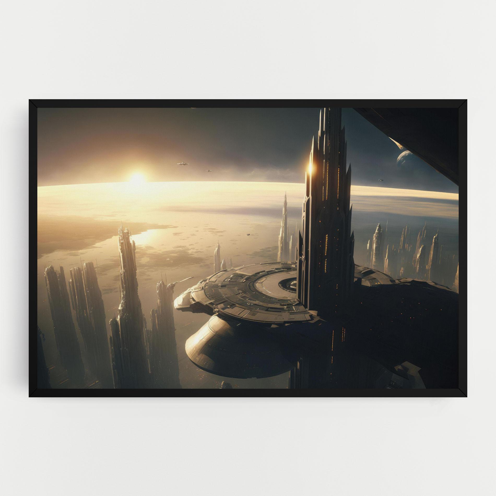 Vászonkép Fantasy Futuristic Cityscape mockup 0