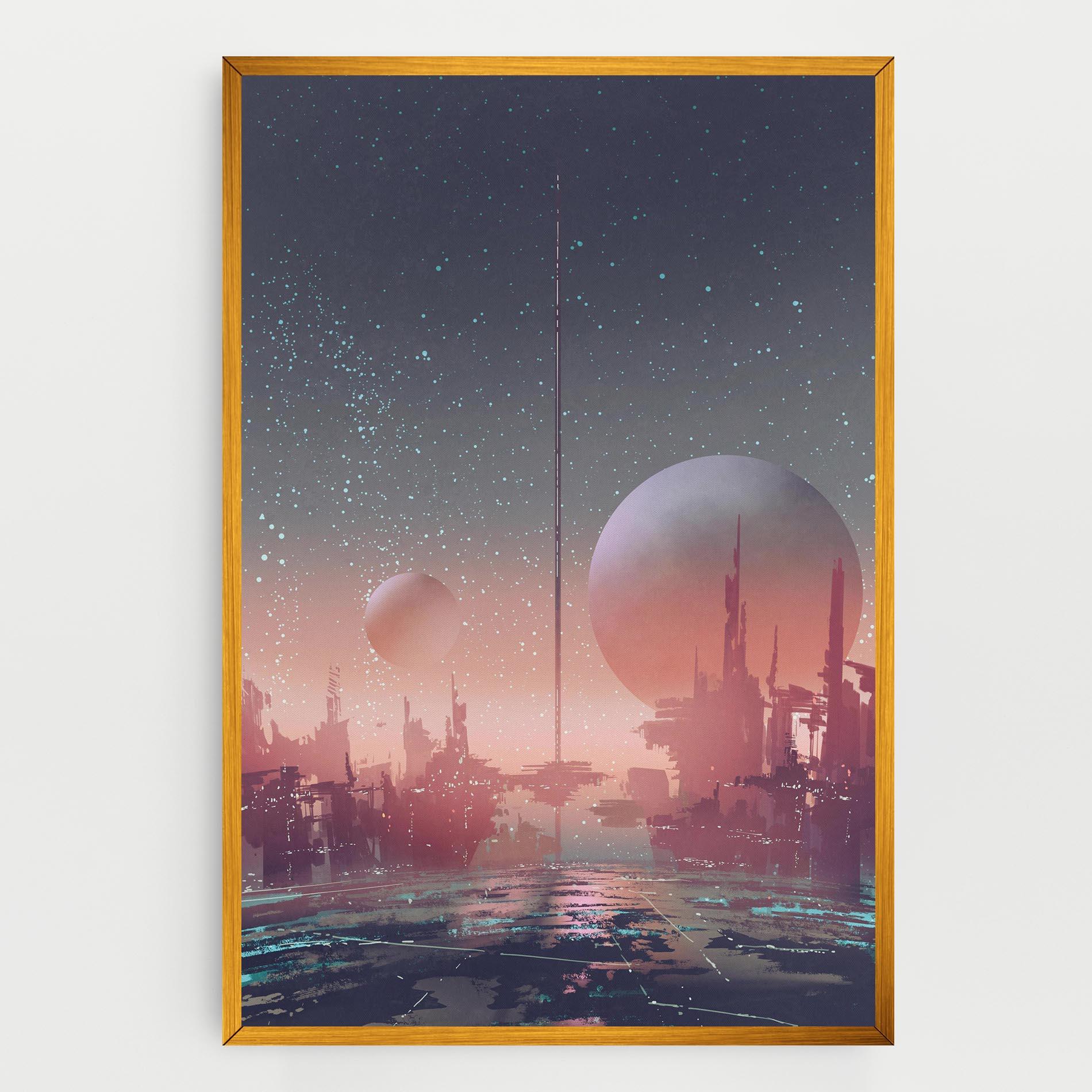 Vászonkép Futuristic Alien Buildings mockup 0