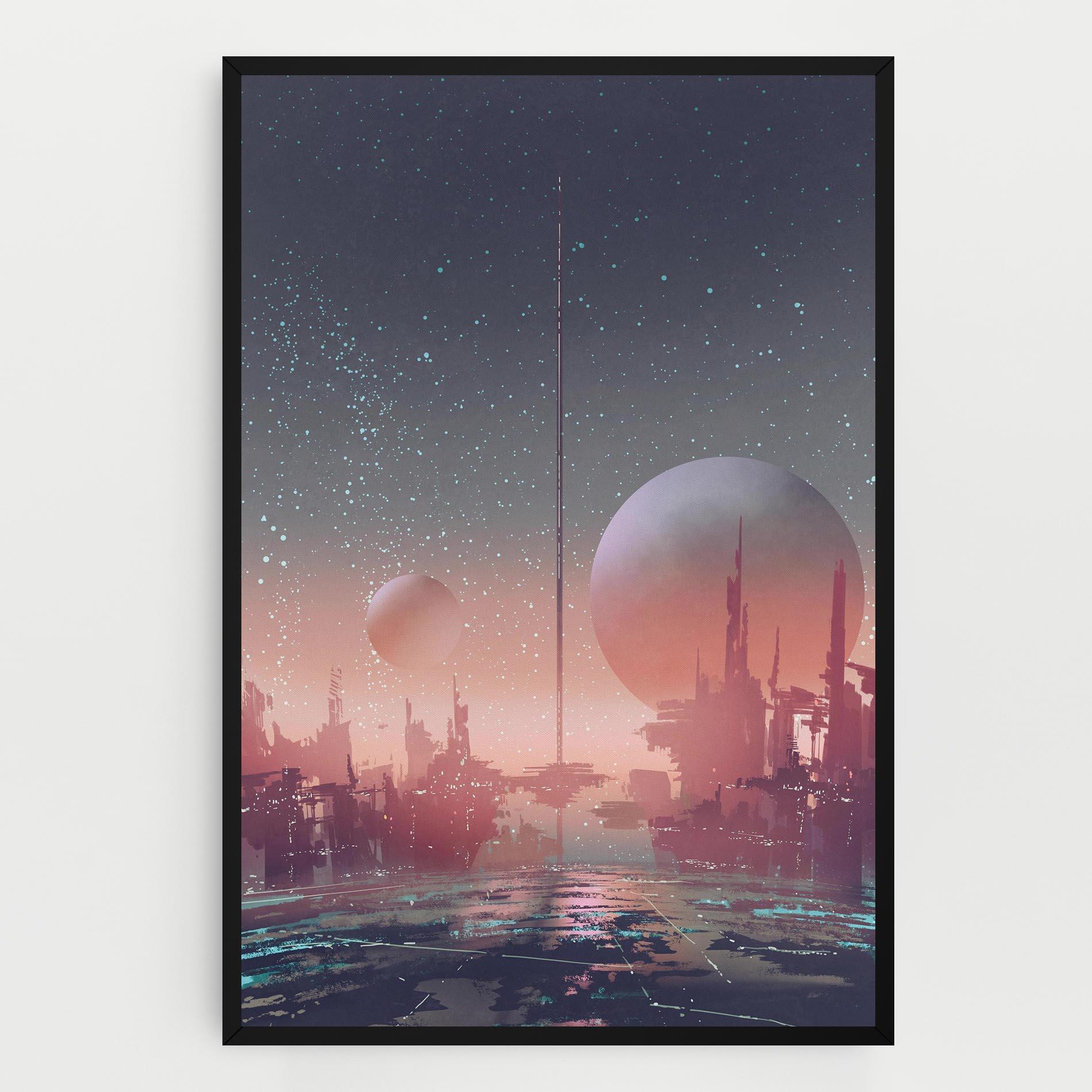 Vászonkép Futuristic Alien Buildings mockup 0